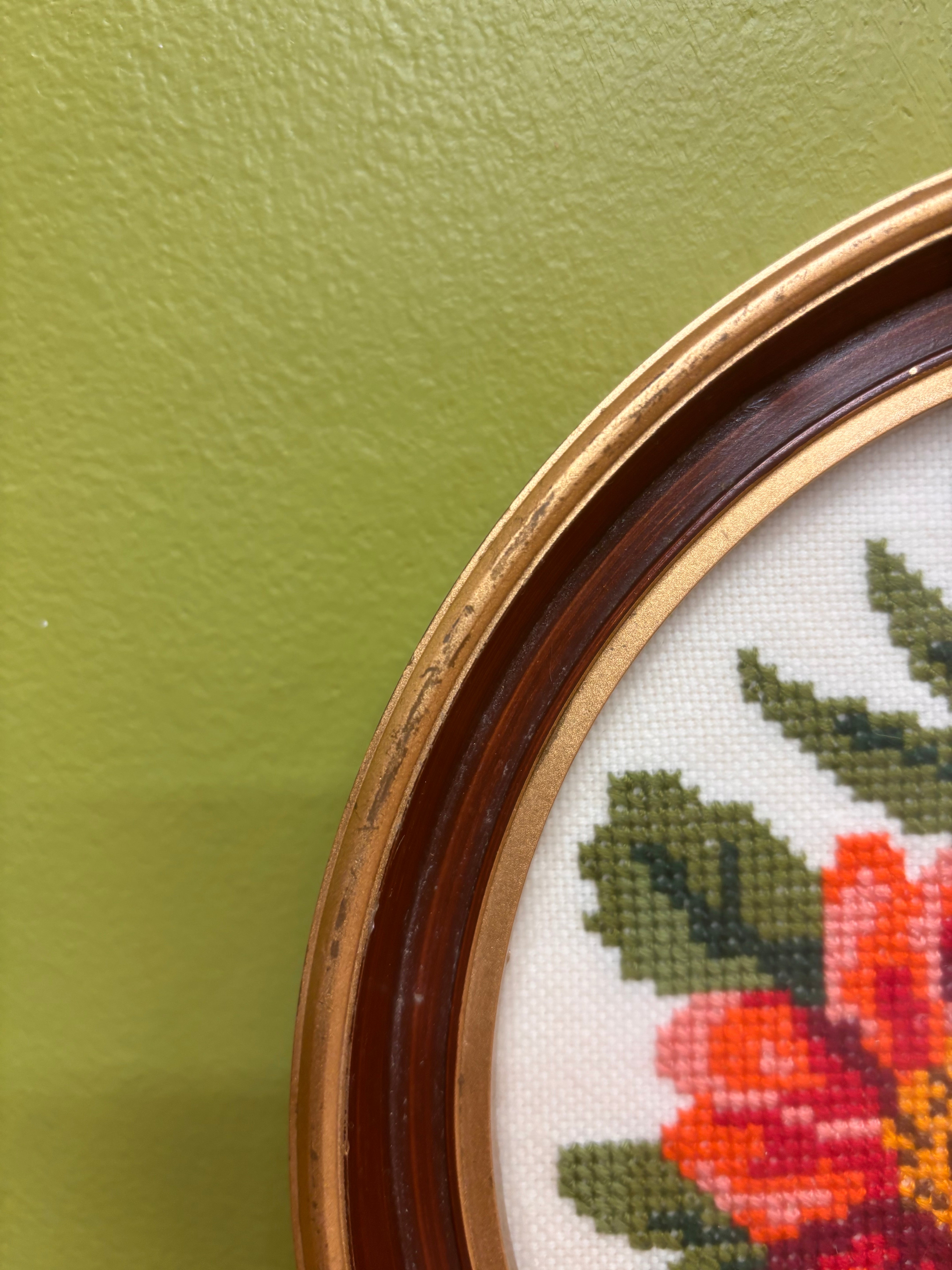 Set of 2 Floral Needlepoints
