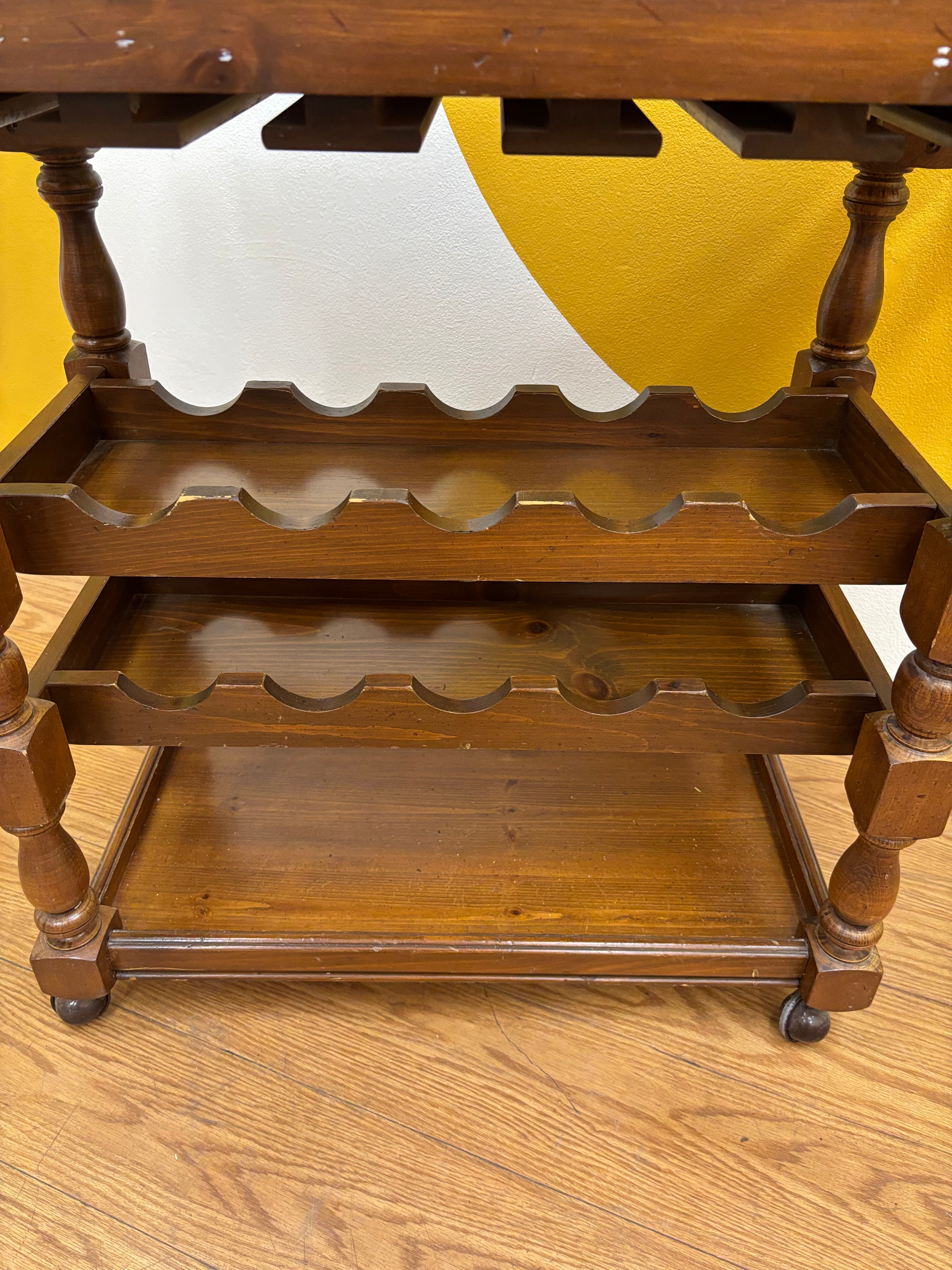 Rolling Wood Bar Cart