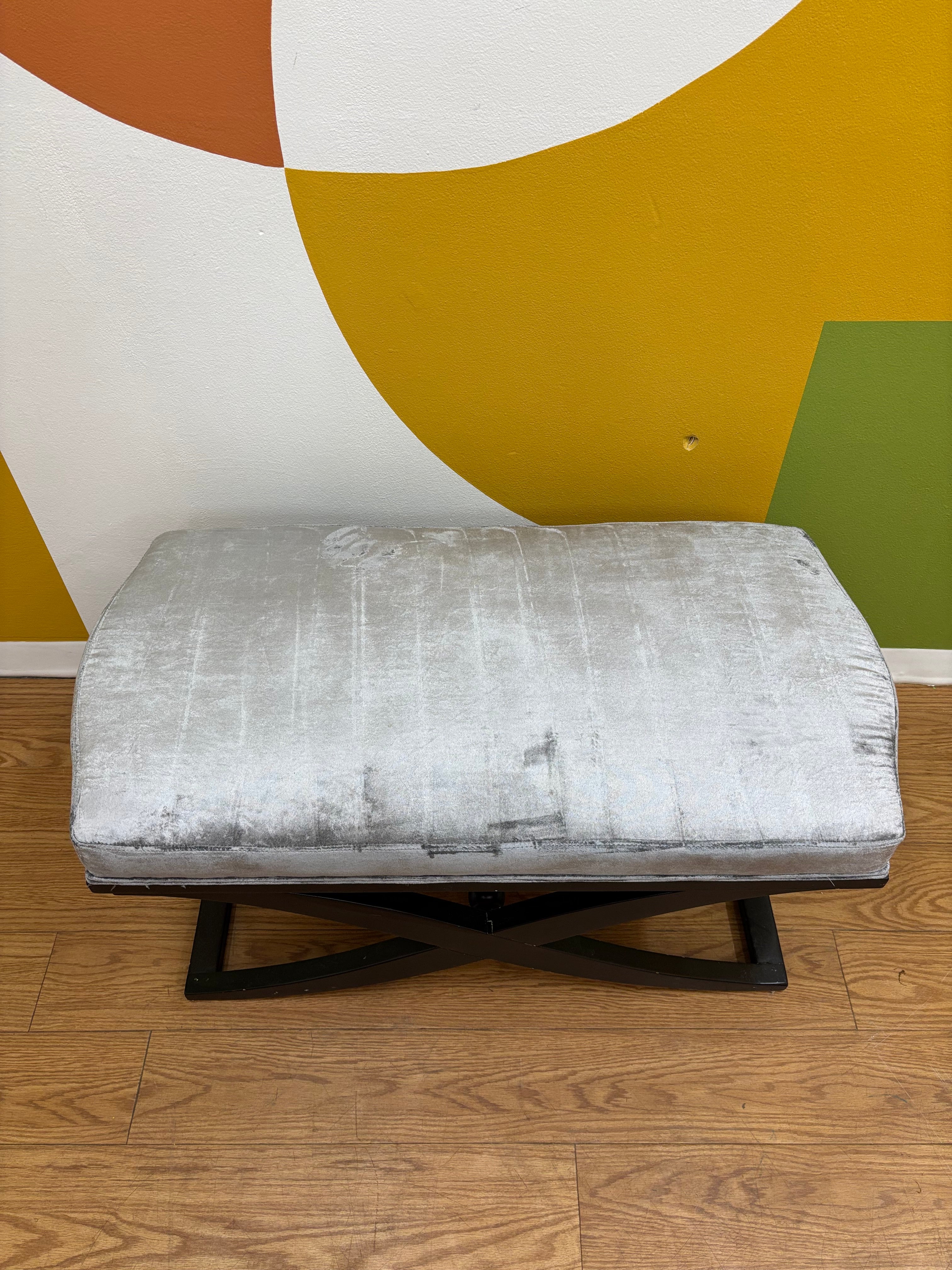 Light Grey Velvet Bench