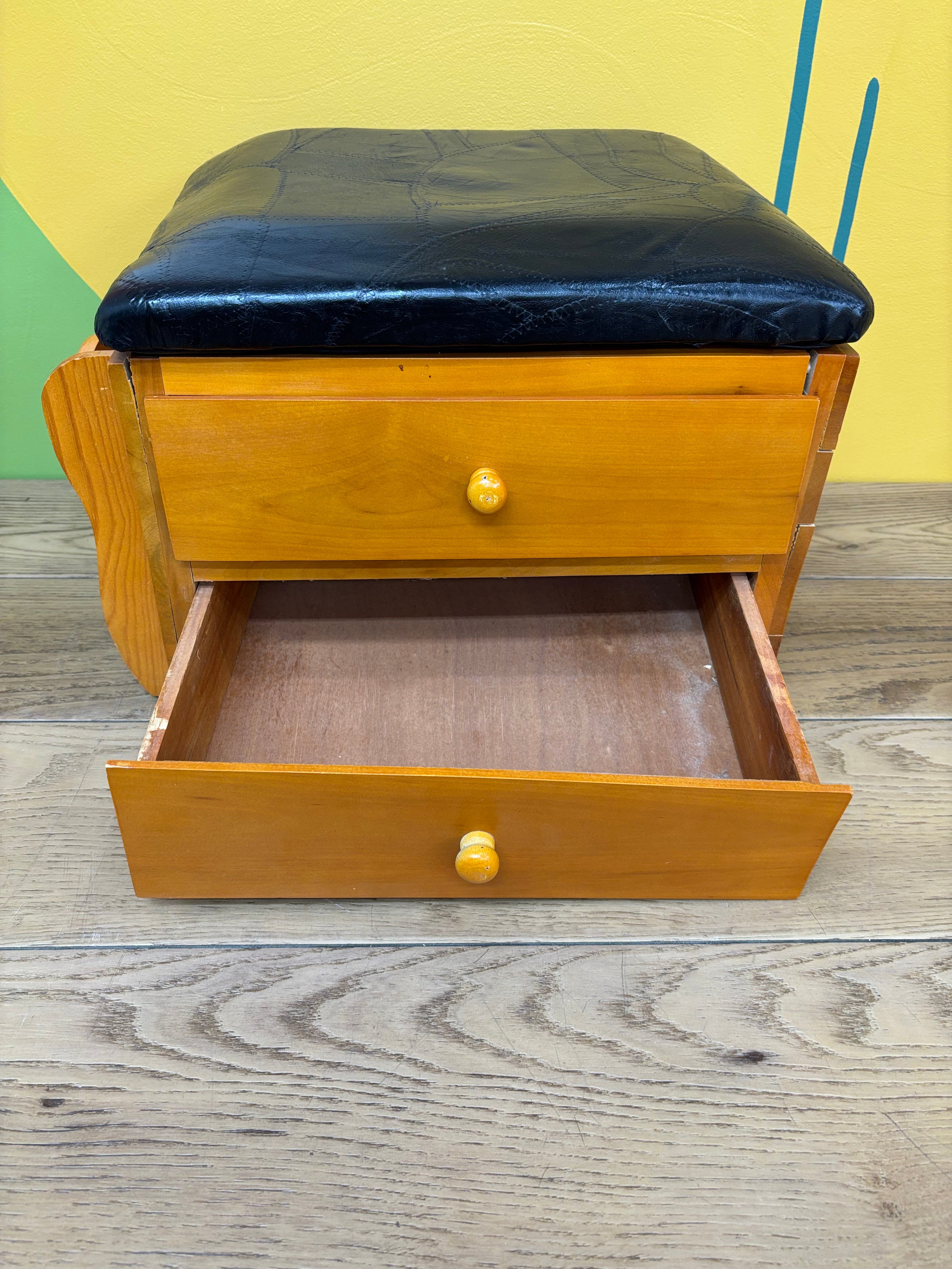 Wood Sewing Footstool