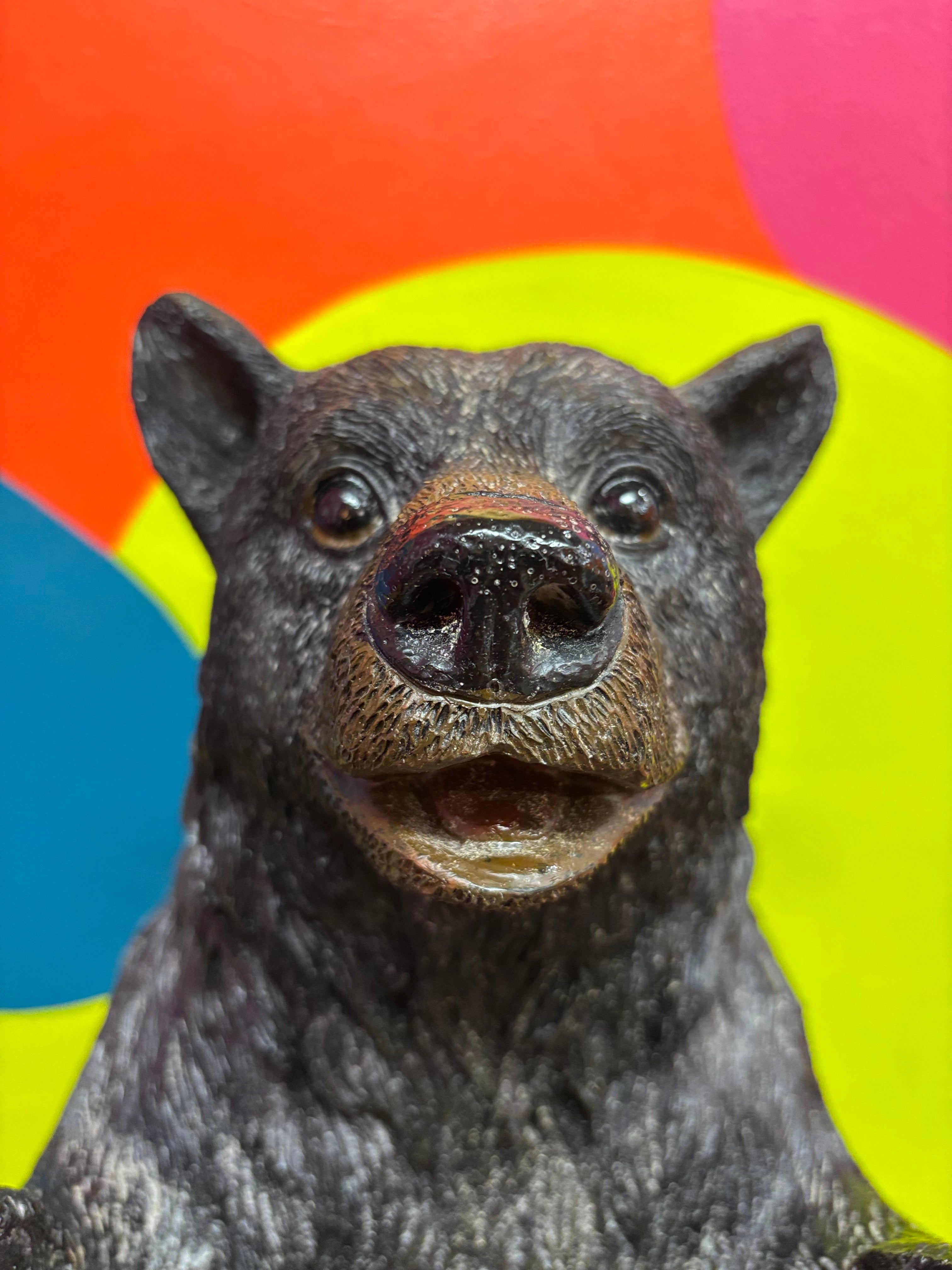 Small Standing Black Bear Toilet Paper Holder