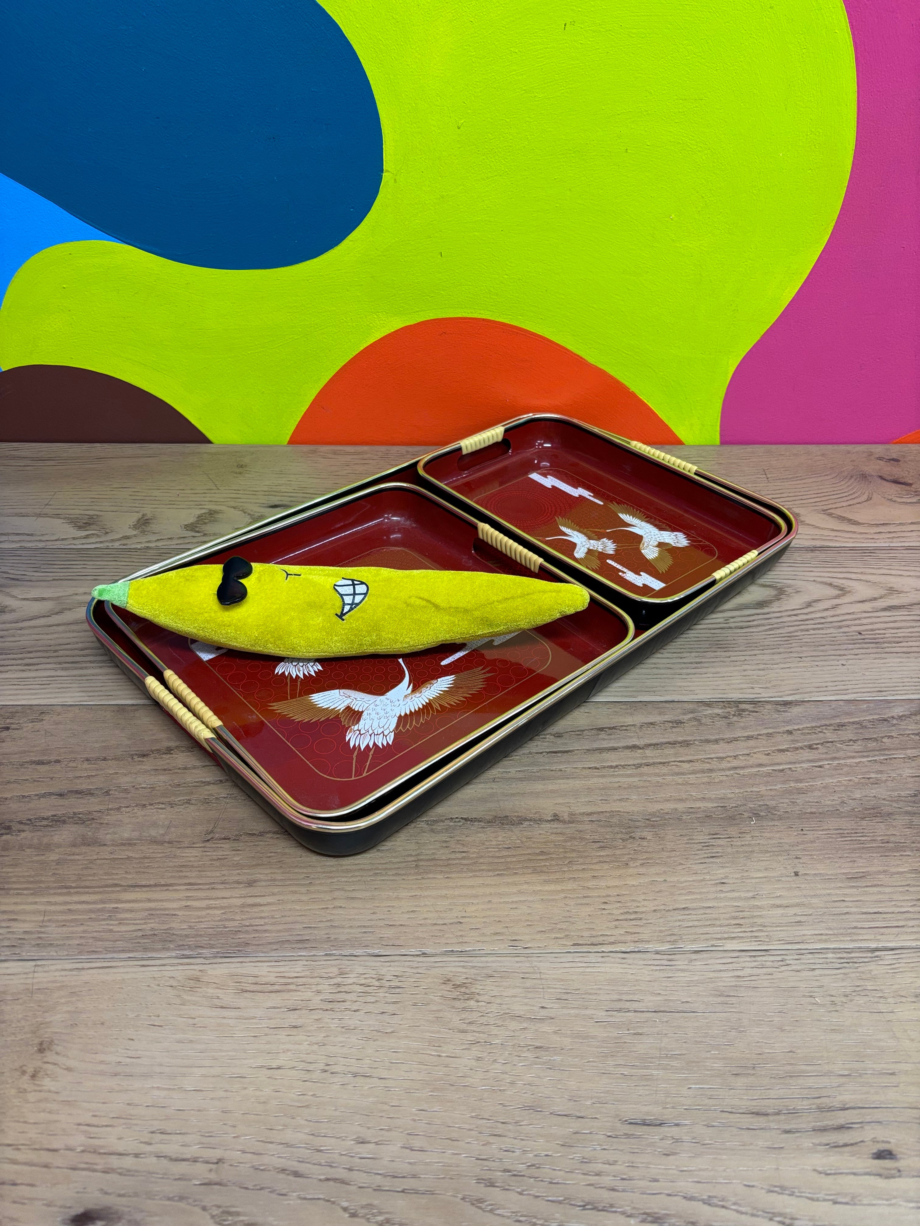 3 Piece Pelican Lacquer Nesting Tray Set