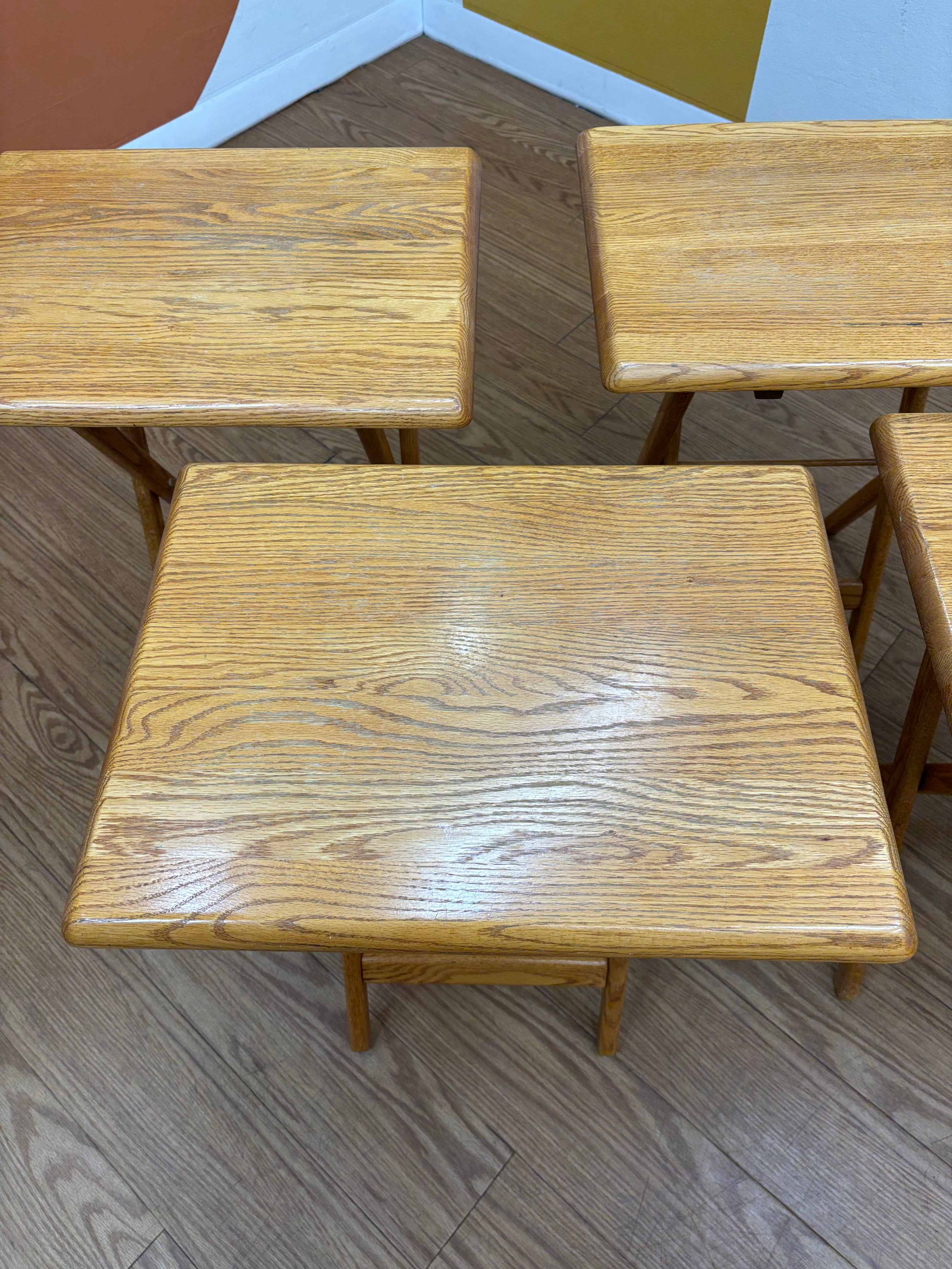 Set of 4 Wood TV Trays
