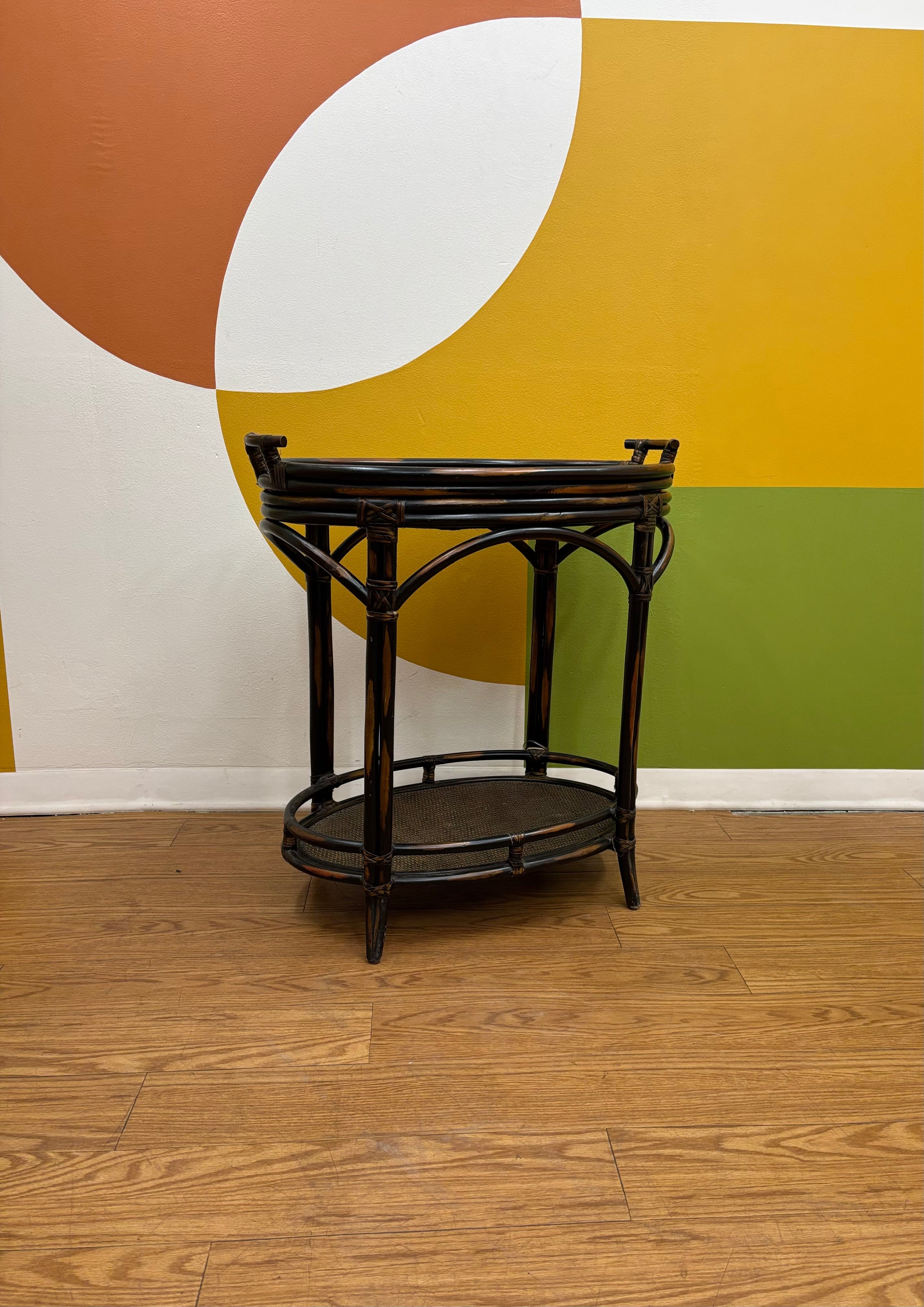 Rattan Two Tier Tray Table