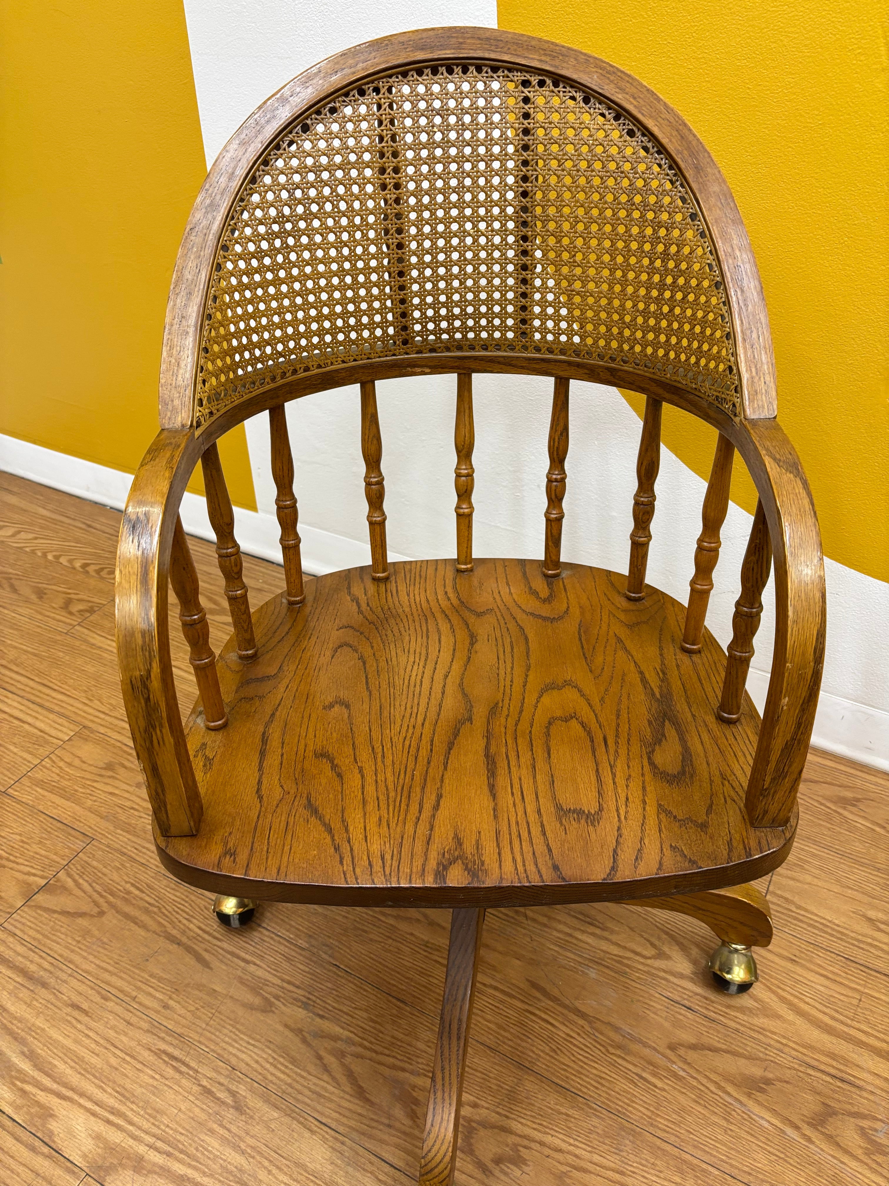 Rolling Desk Chair with Caned Back
