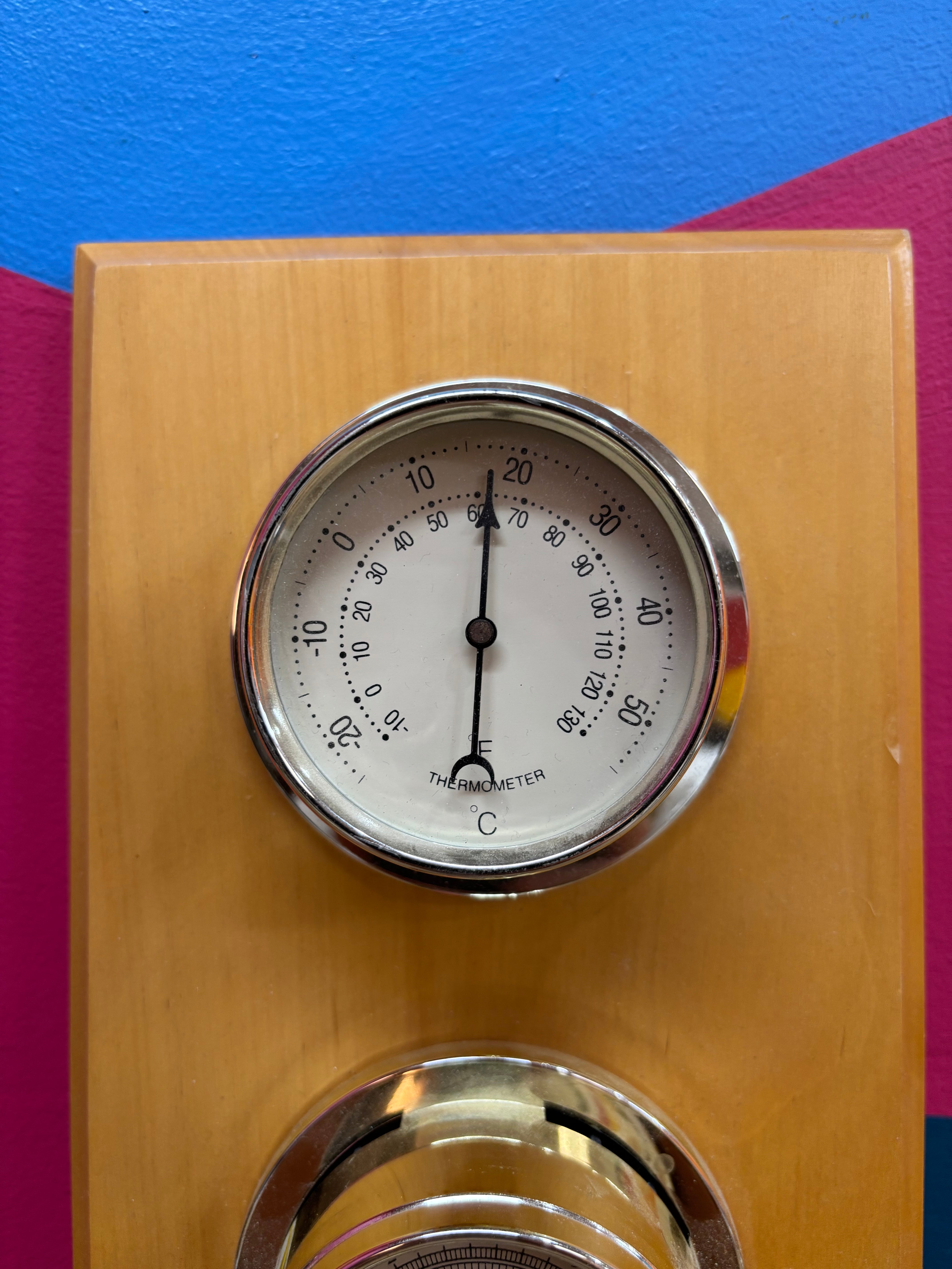 Wooden Barometer, Thermometer and Hygrometer