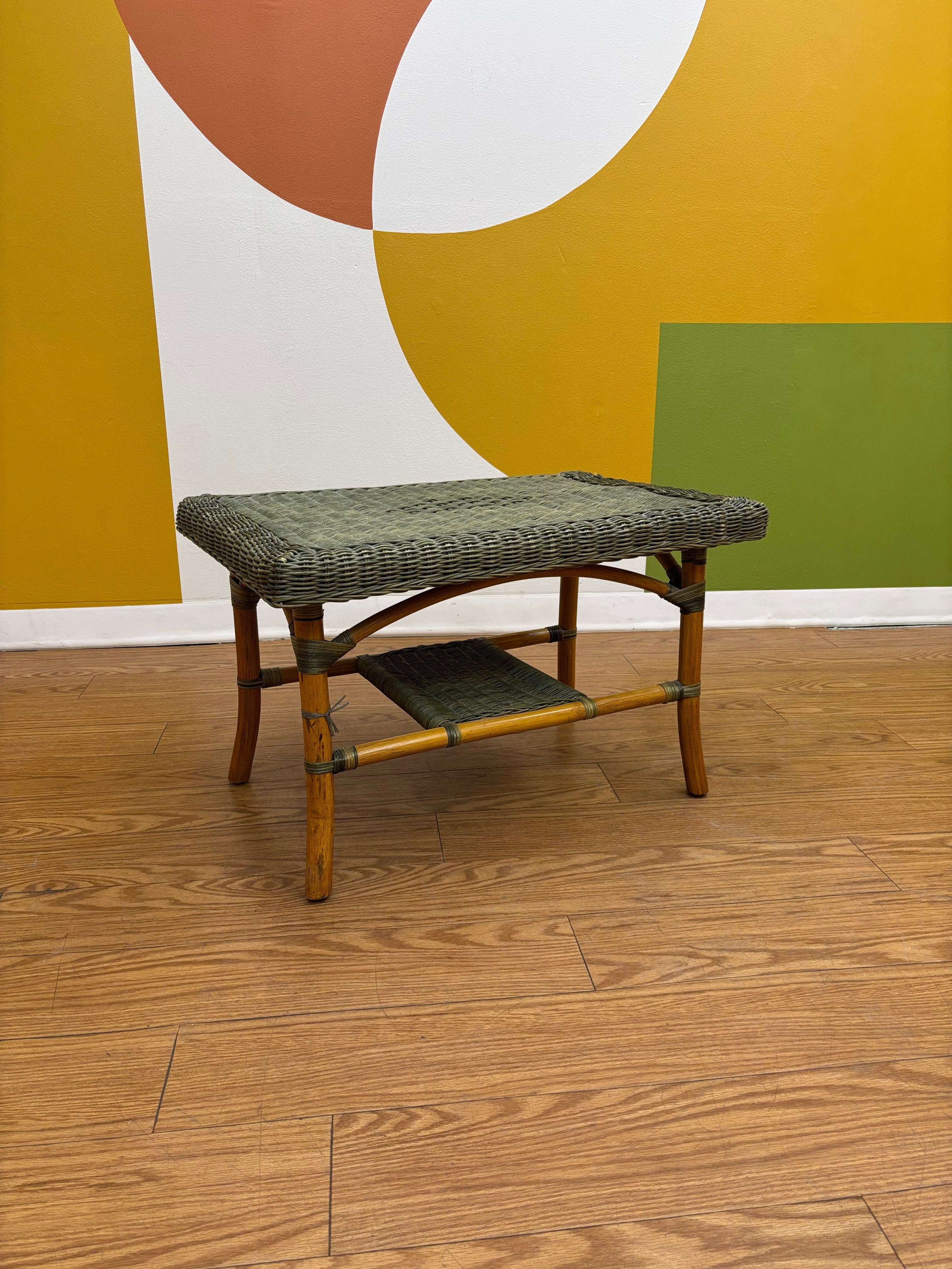 Green Wicker Coffee Table