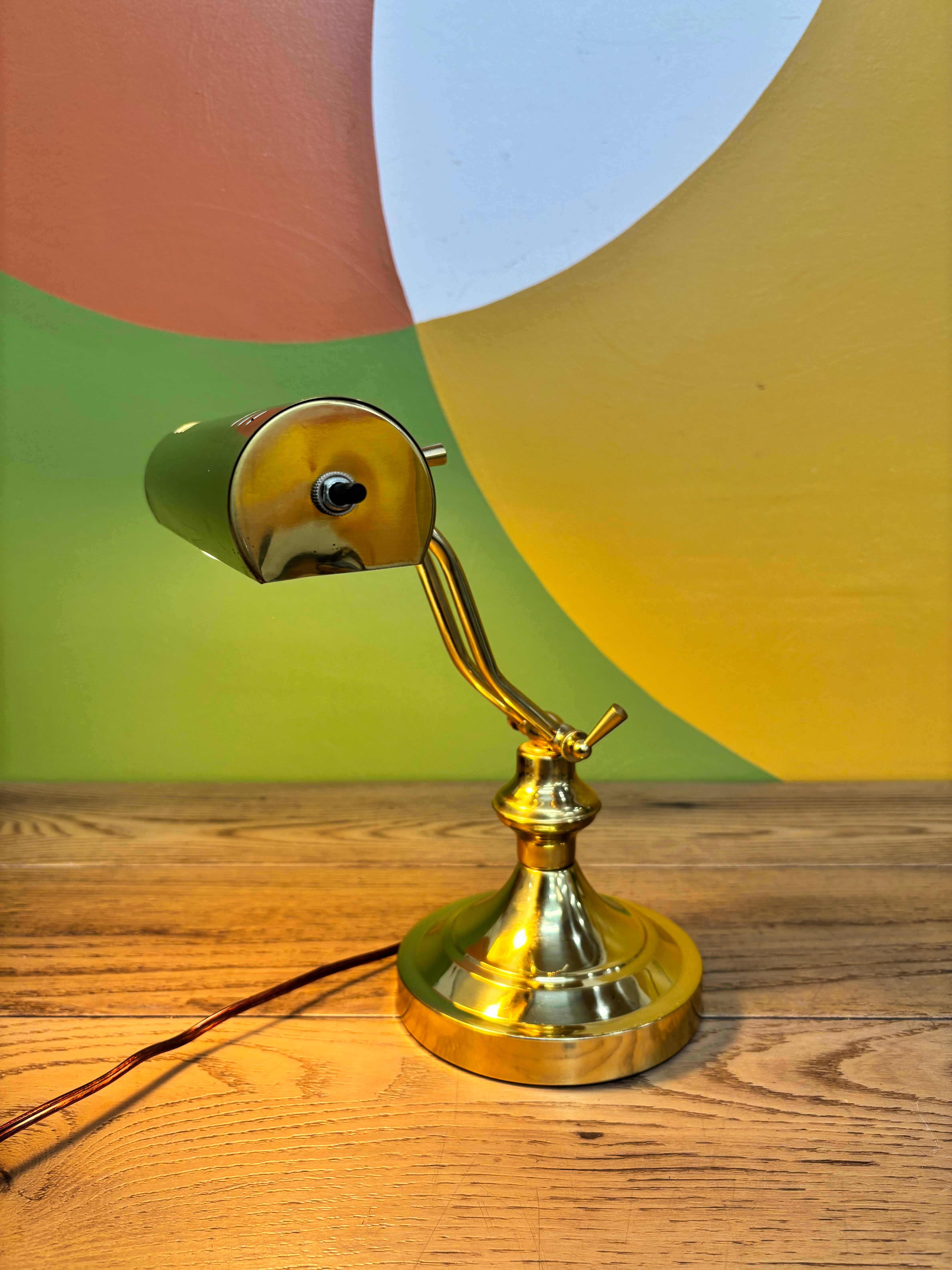 Gold Metal Bankers Lamp