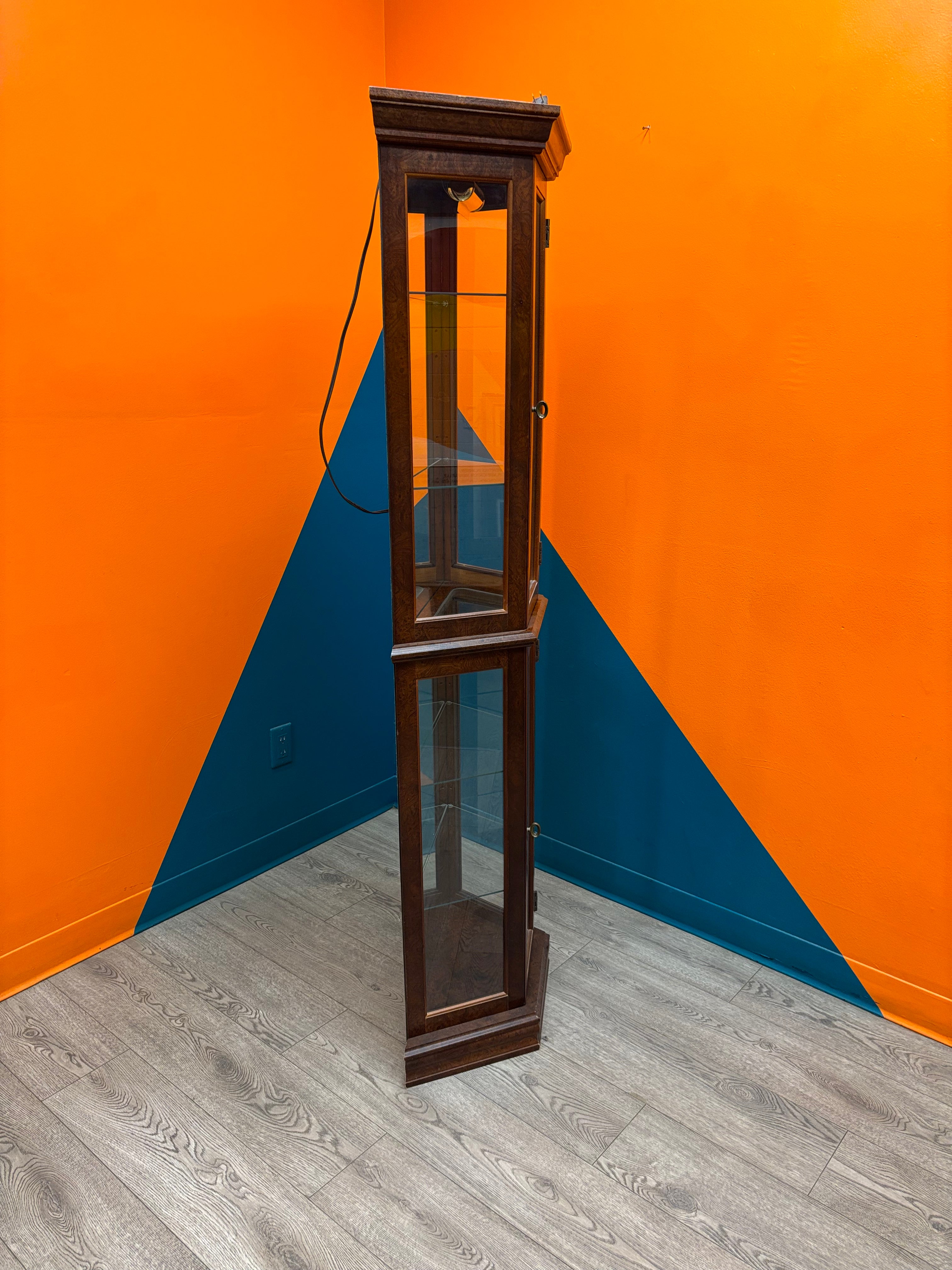 Light Up Wood and Glass Display Cabinet