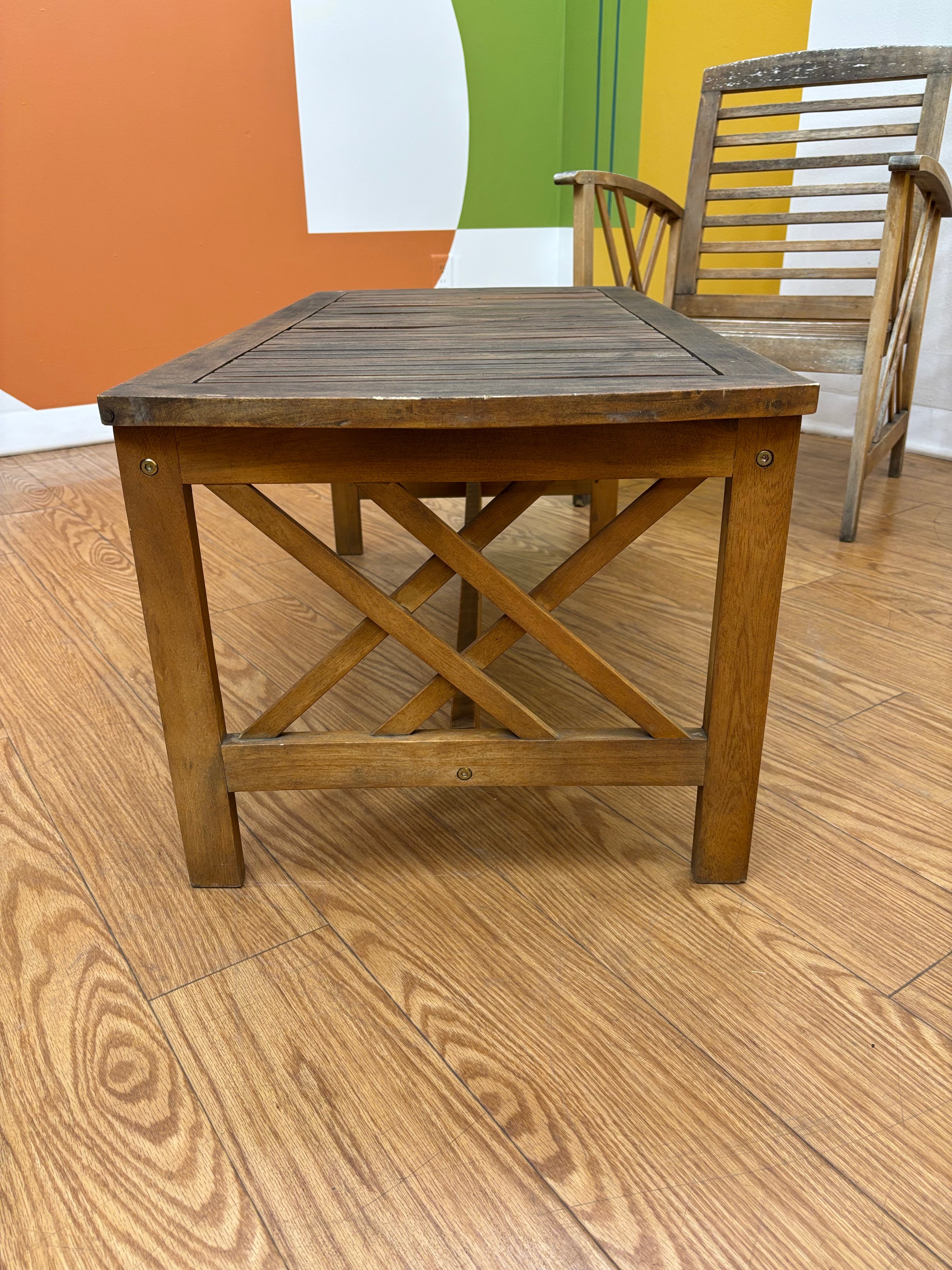 Safavieh Wood Patio Chairs & Coffee Table