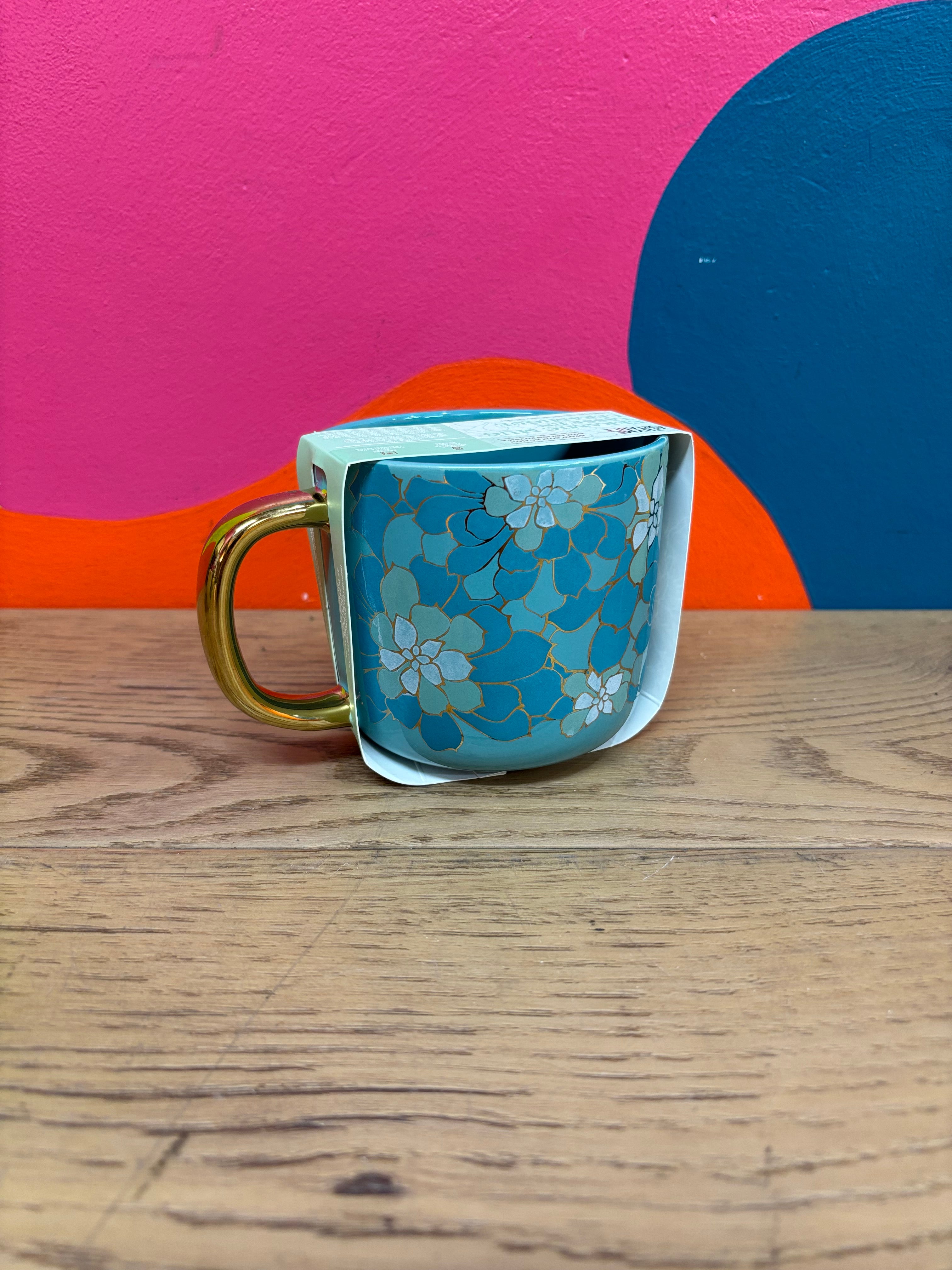 Blue Floral Ceramic Mug