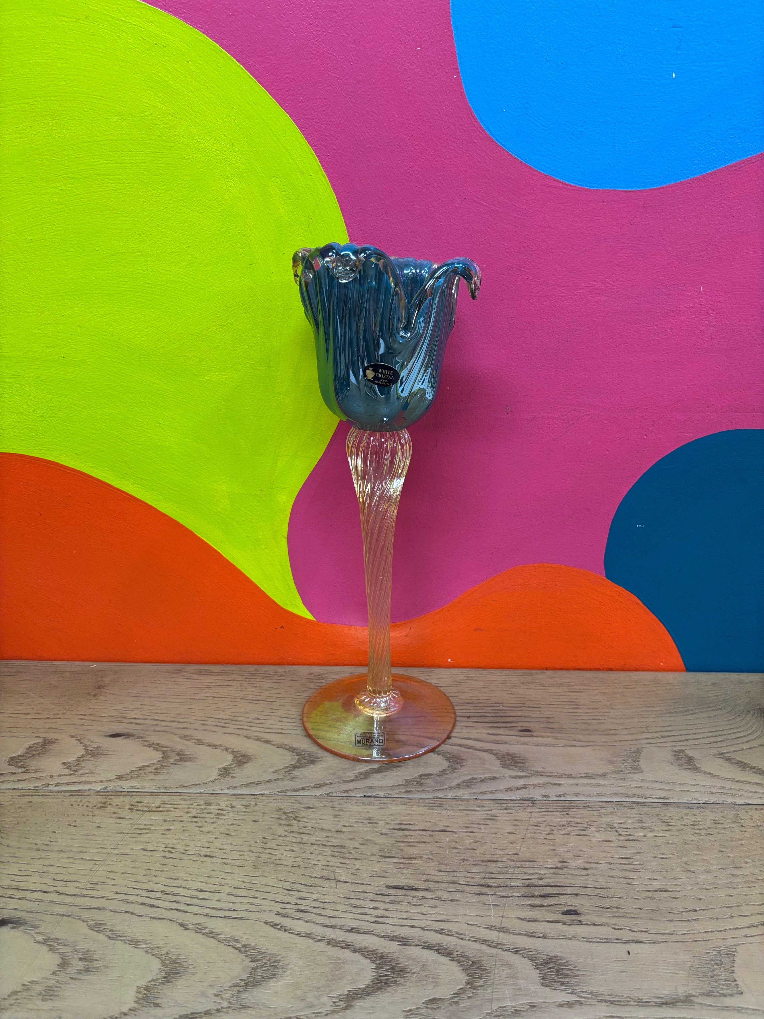 Tall Murano Glass Tulip Candle Holder #1