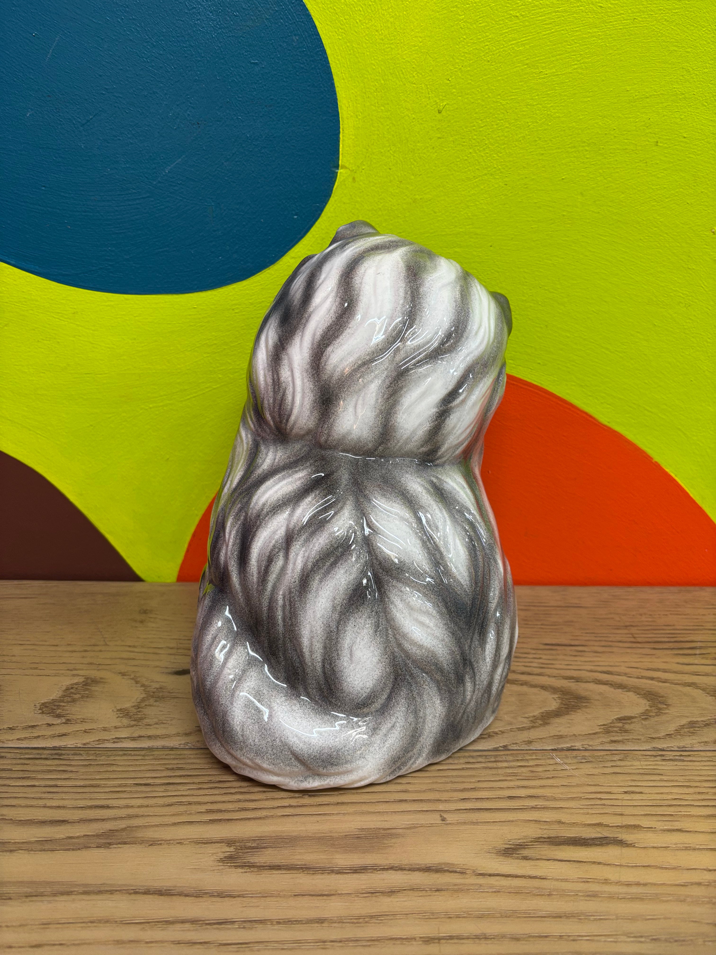 Ceramic Cat with Tongue Out Statue