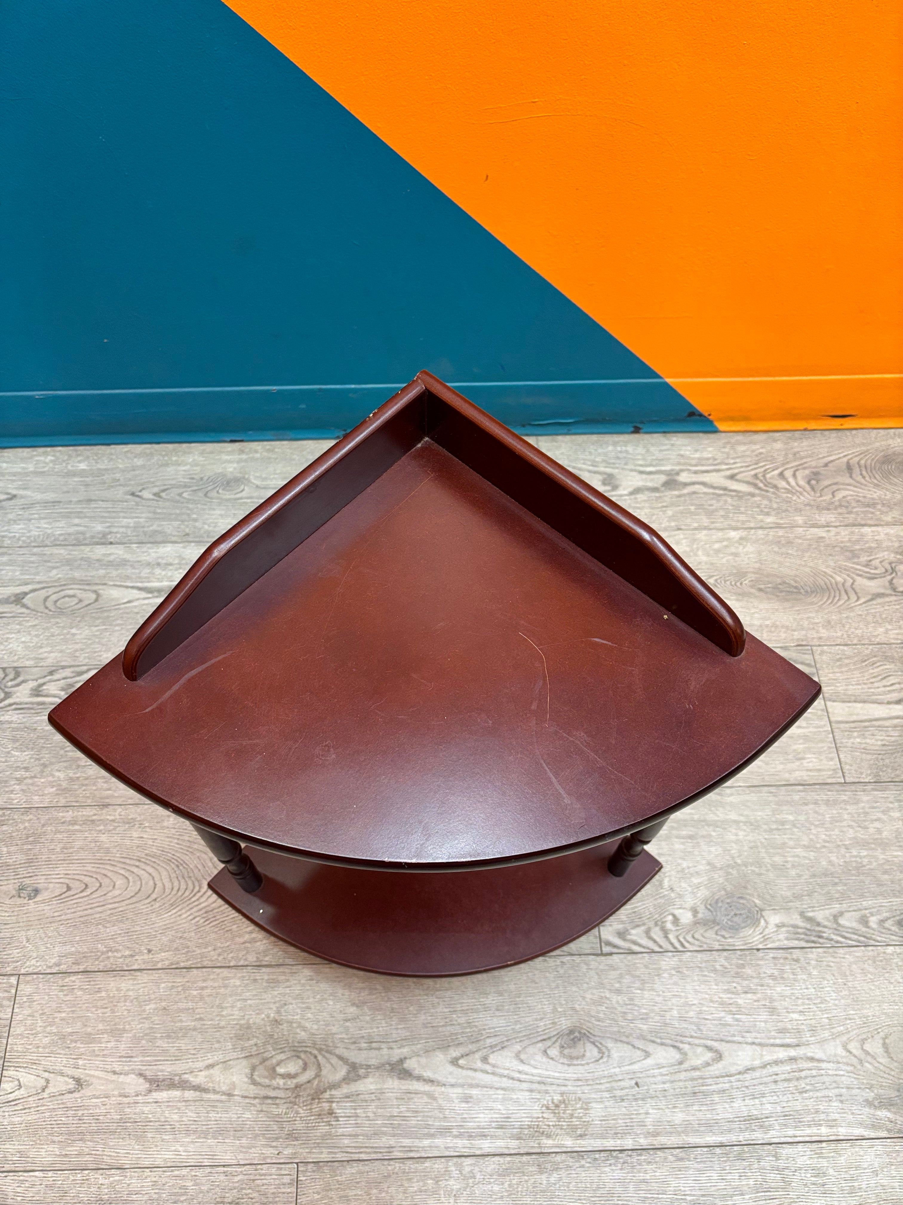 Small Wood 2 Tier Corner Shelf