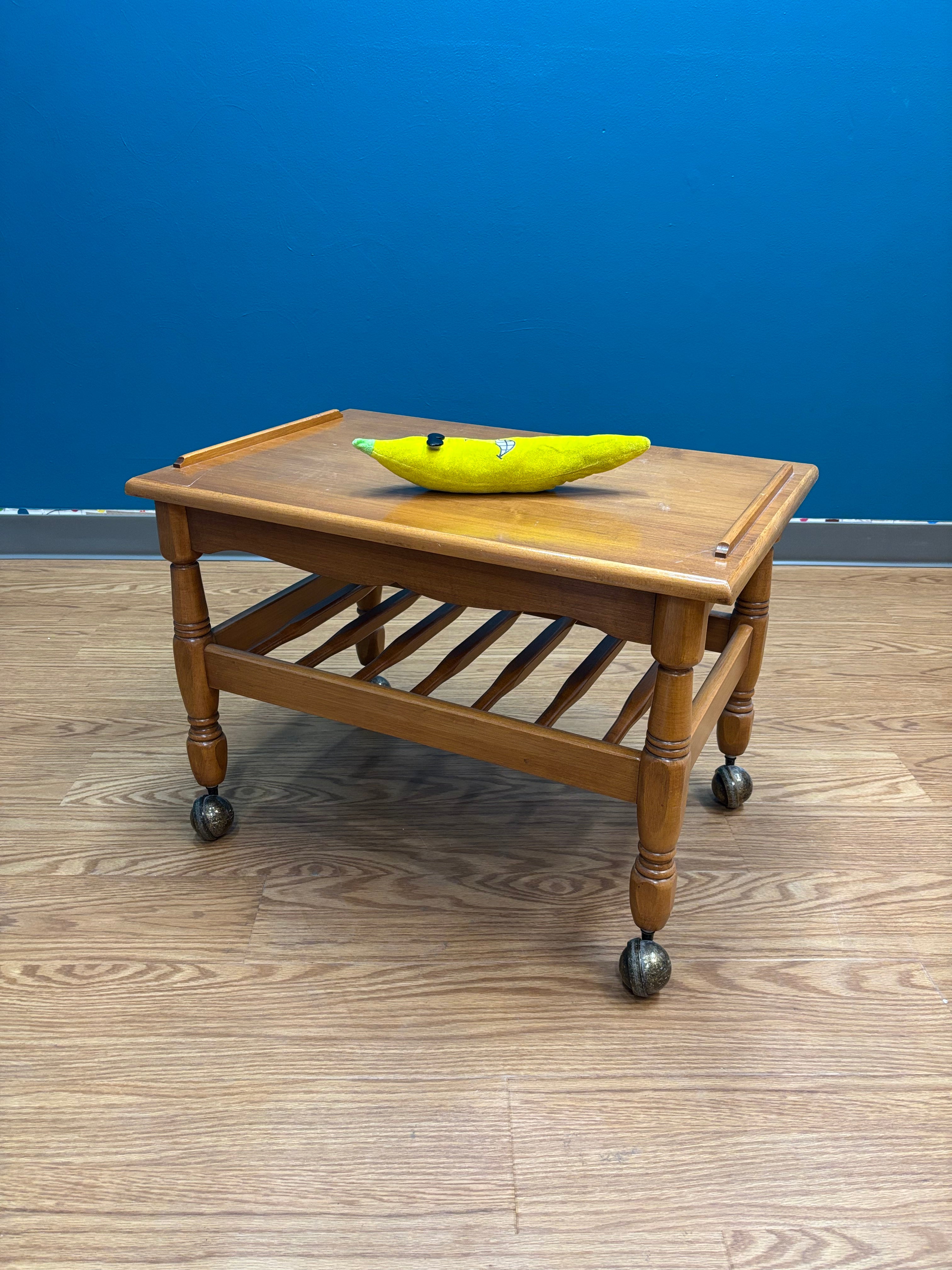 Wood Rolling End Table