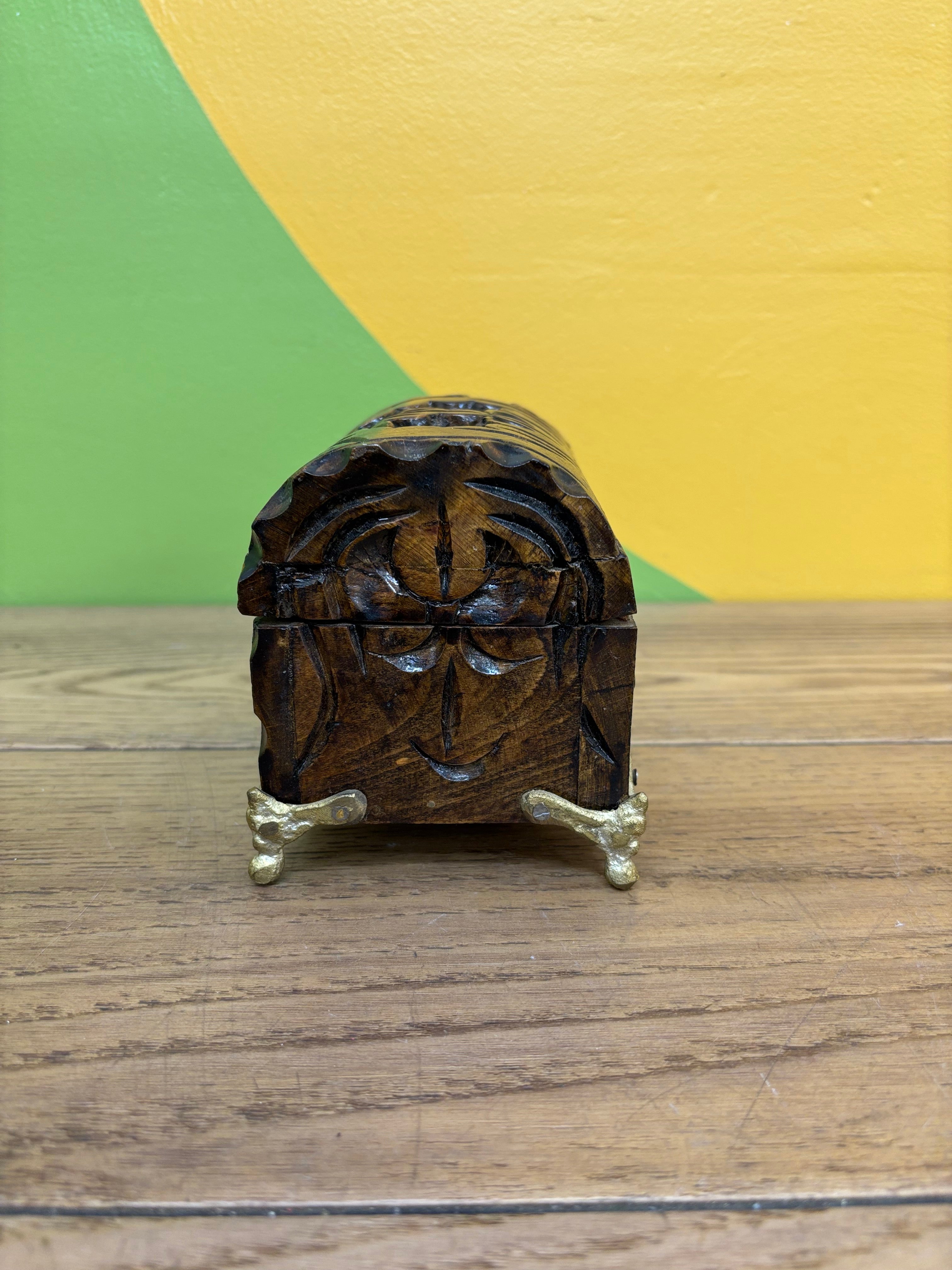 Small Wood Carved Jewlery Box