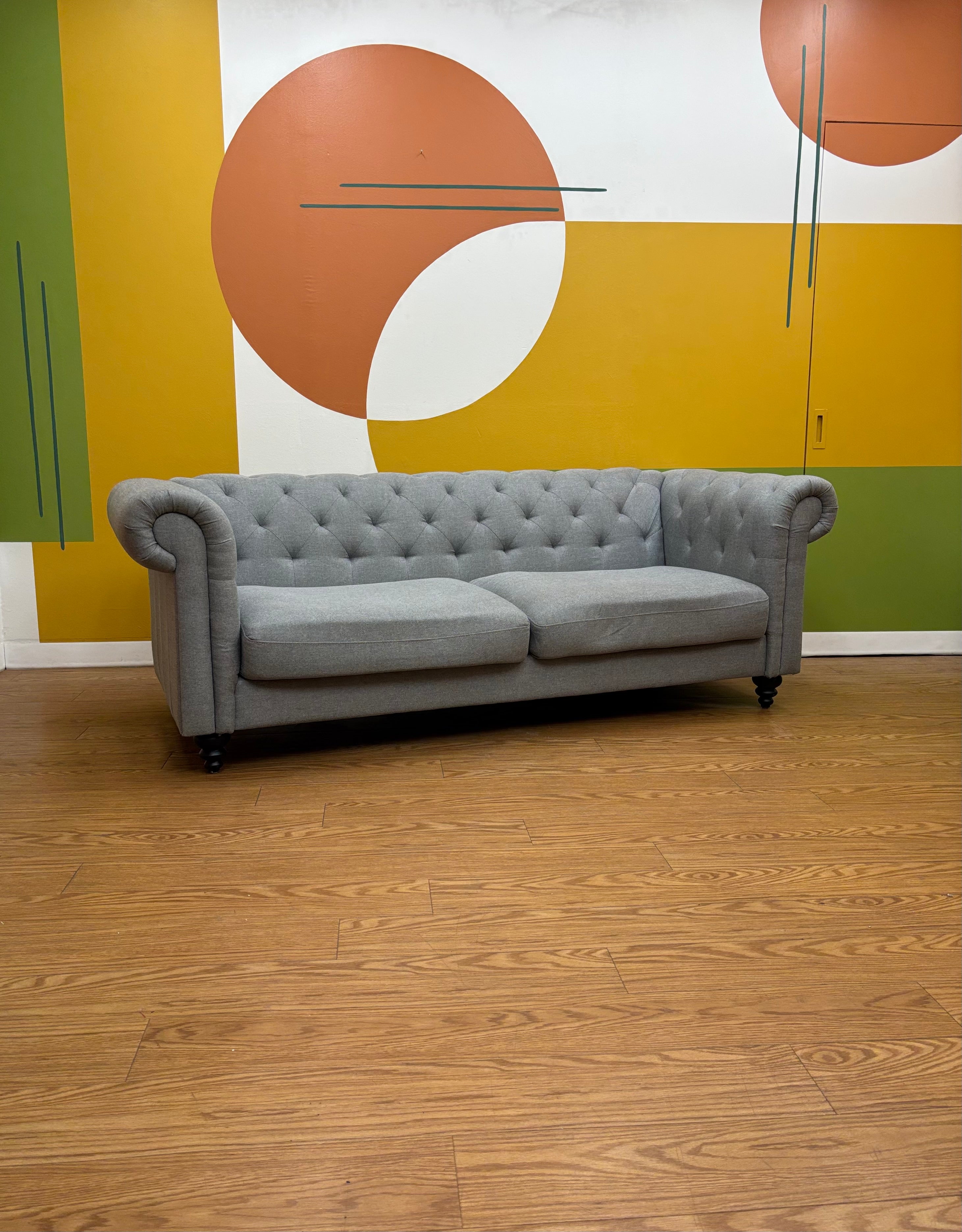 Grey Fabric Loveseat