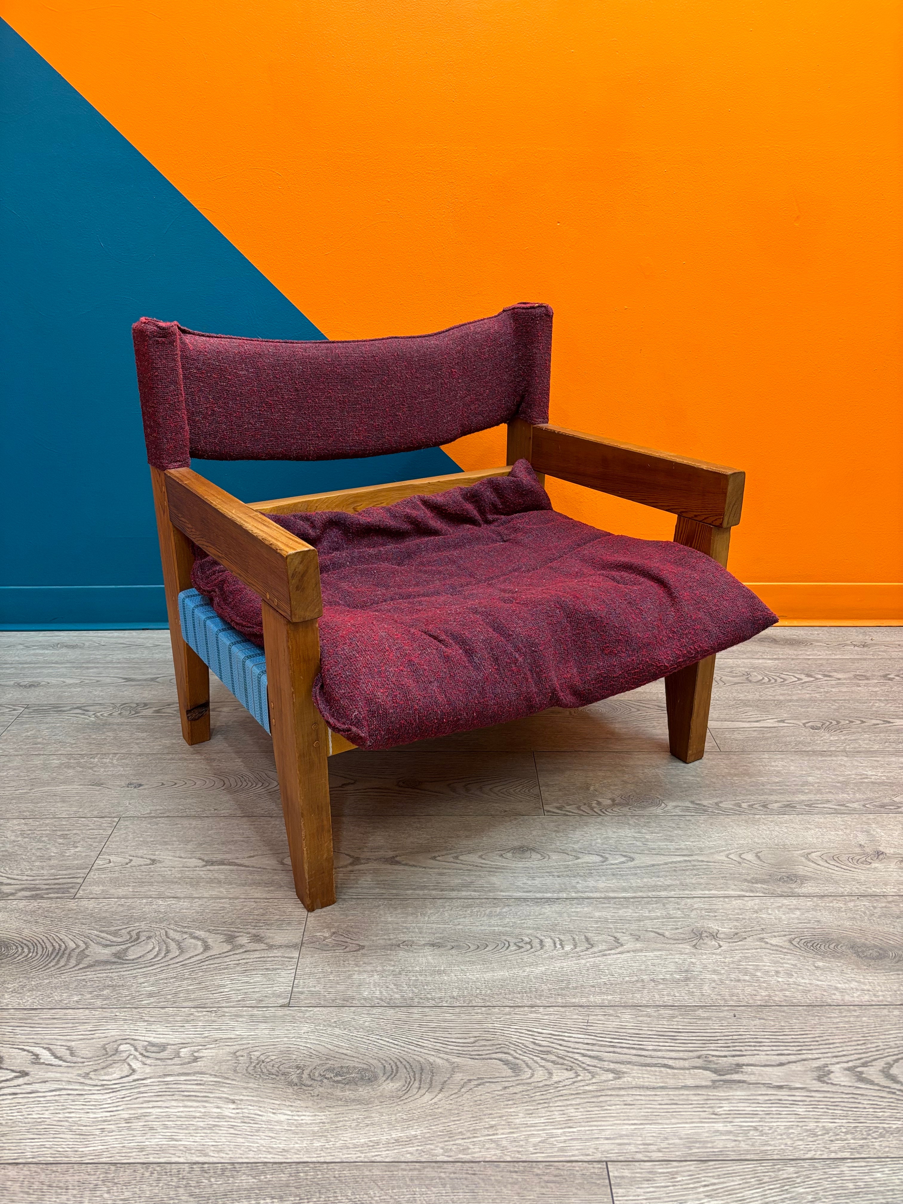 Wide Wood Framed Armchair
