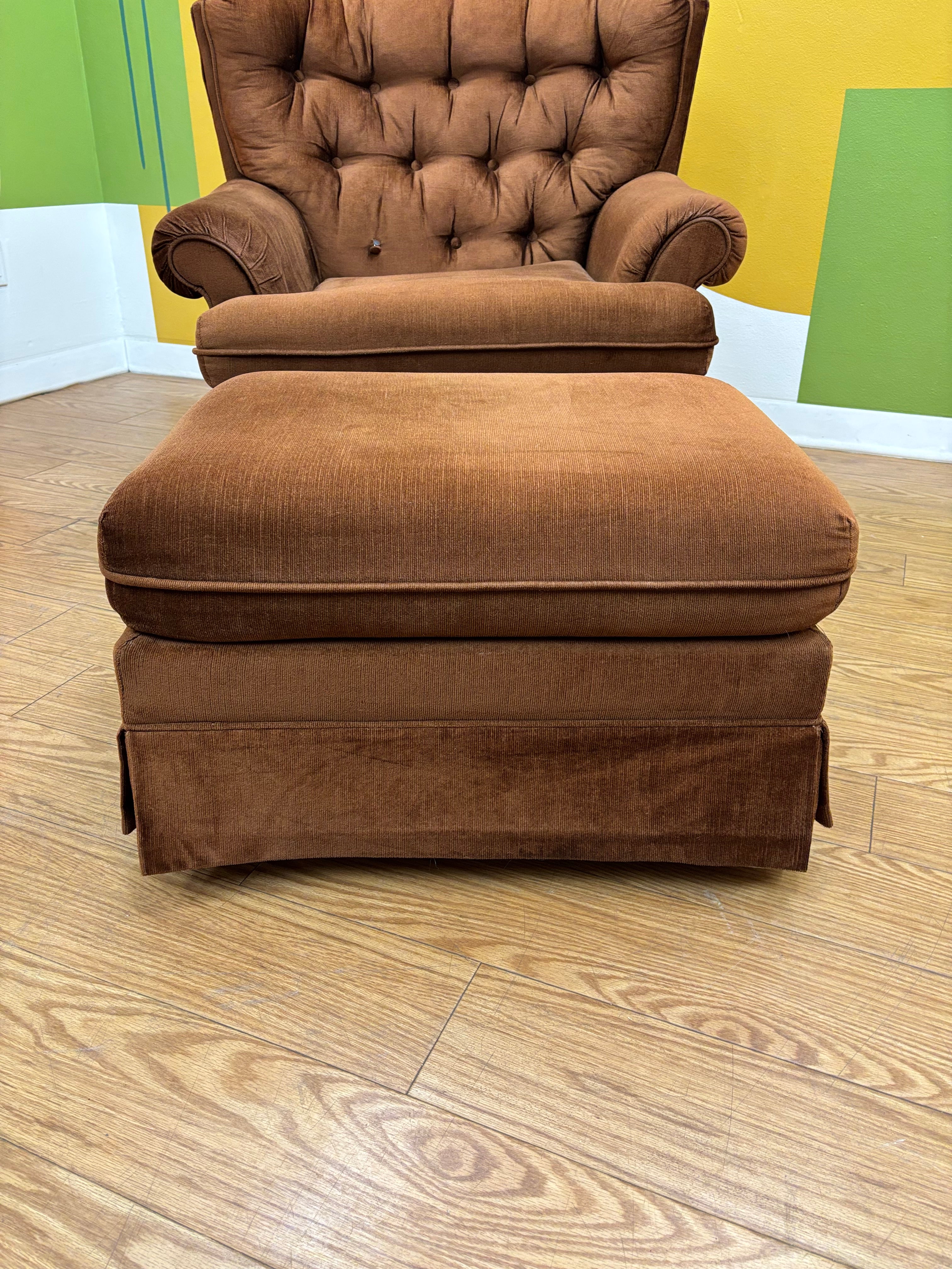 Brown Armchair & Ottoman