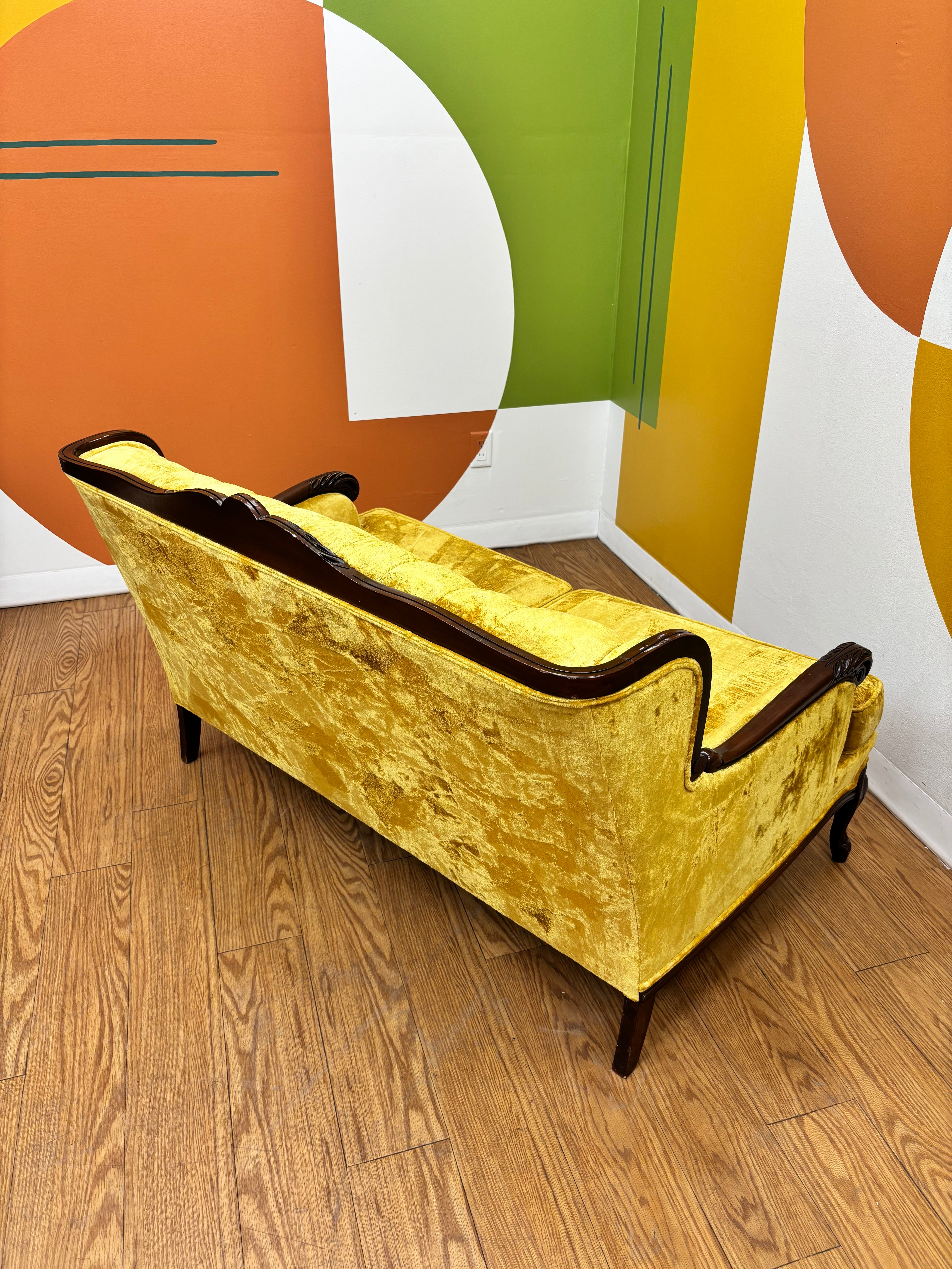 Yellow Tufted Loveseat