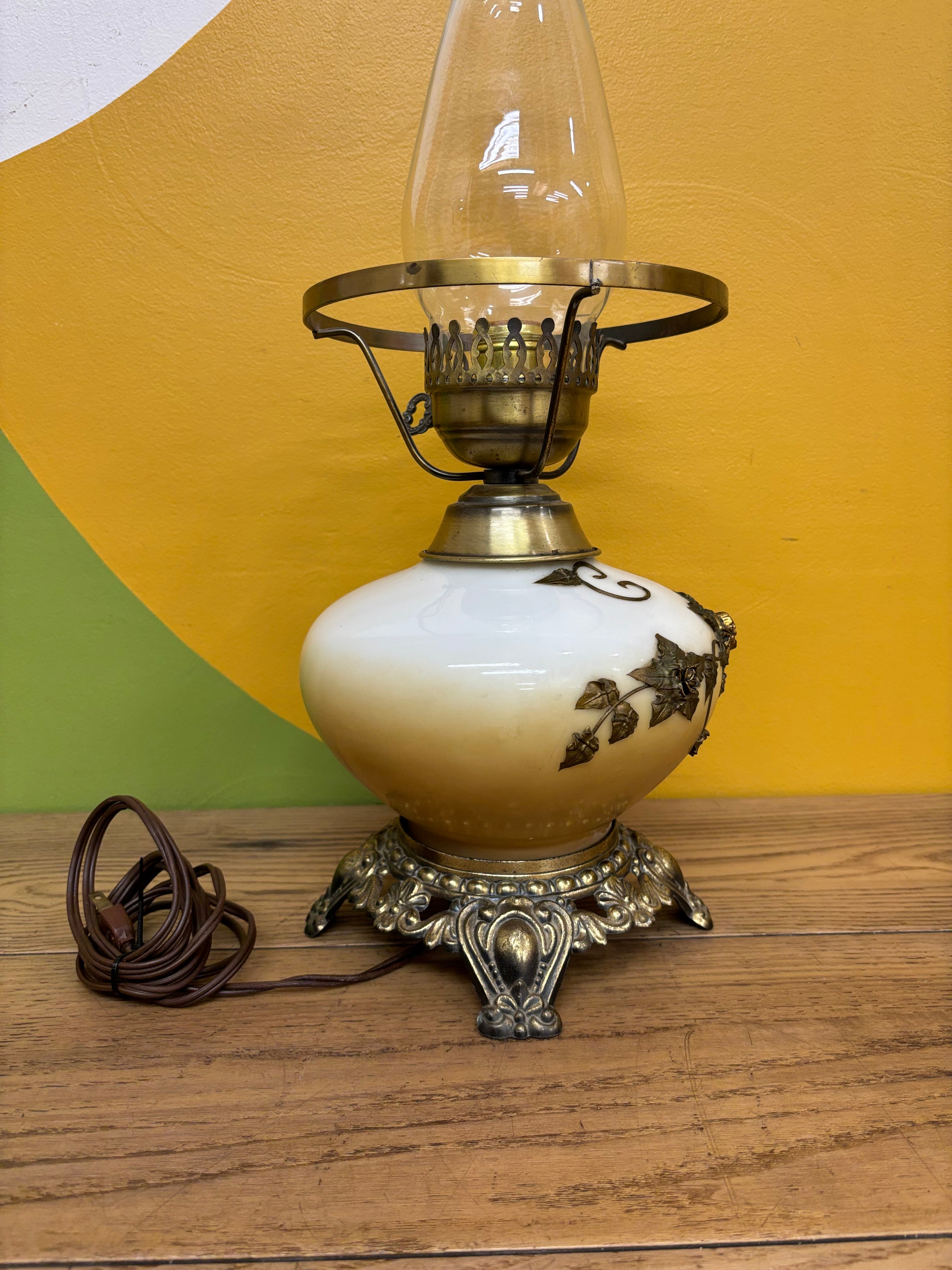Glass Hurricane Table Lamp