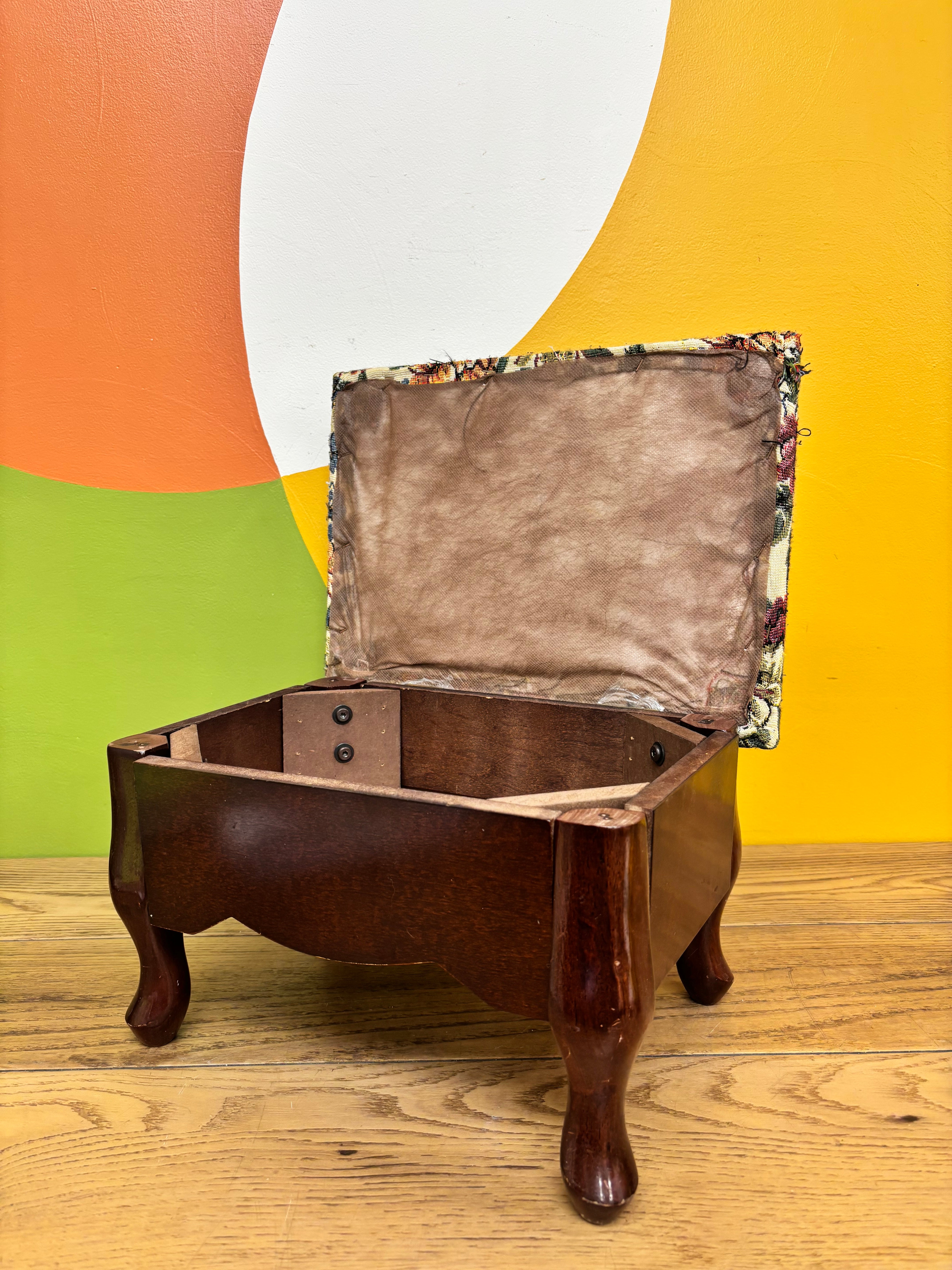 Small Floral Storage Ottoman