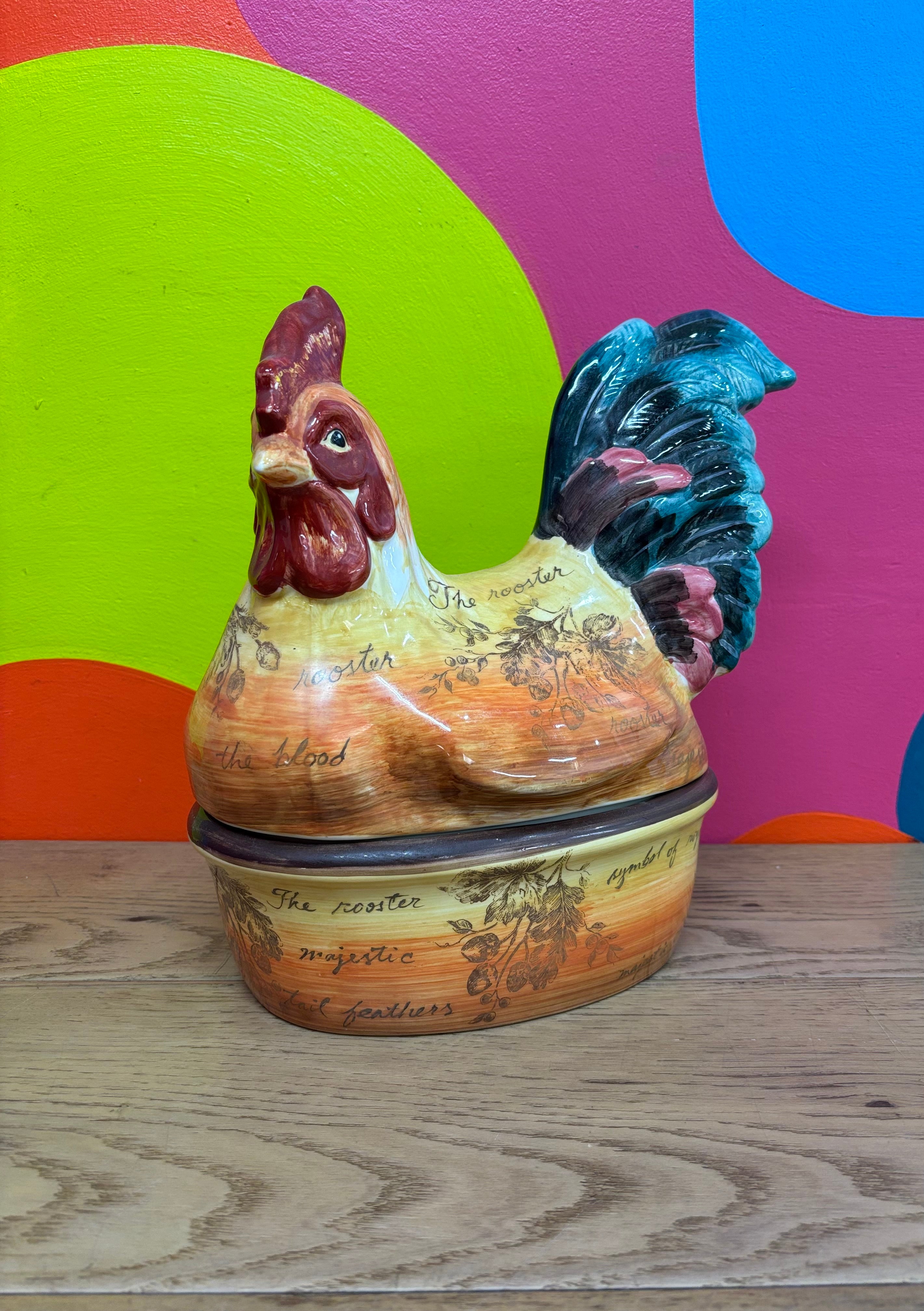 Hand Painted Rooster Jar