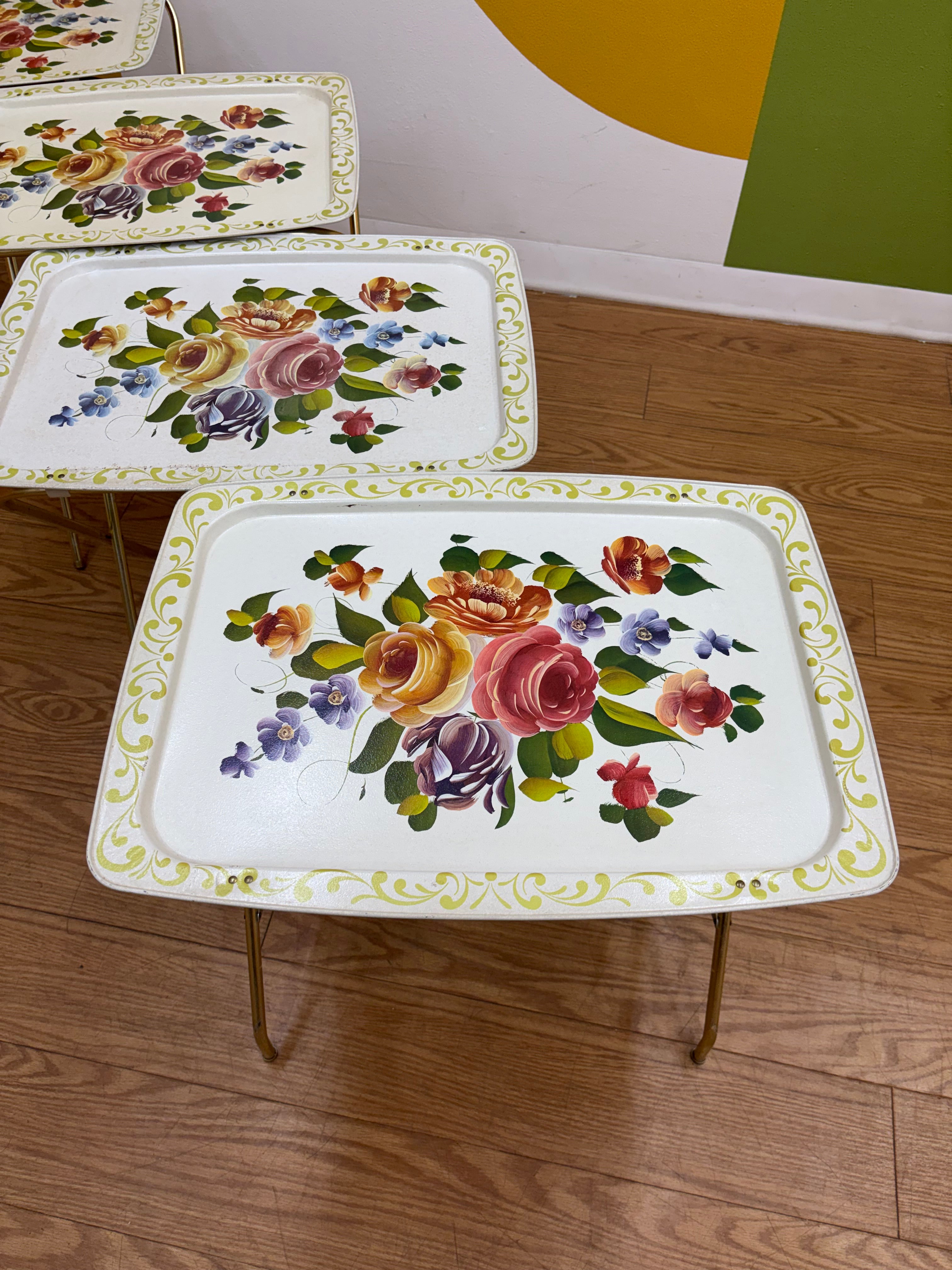 Set of 4 Floral TV Trays