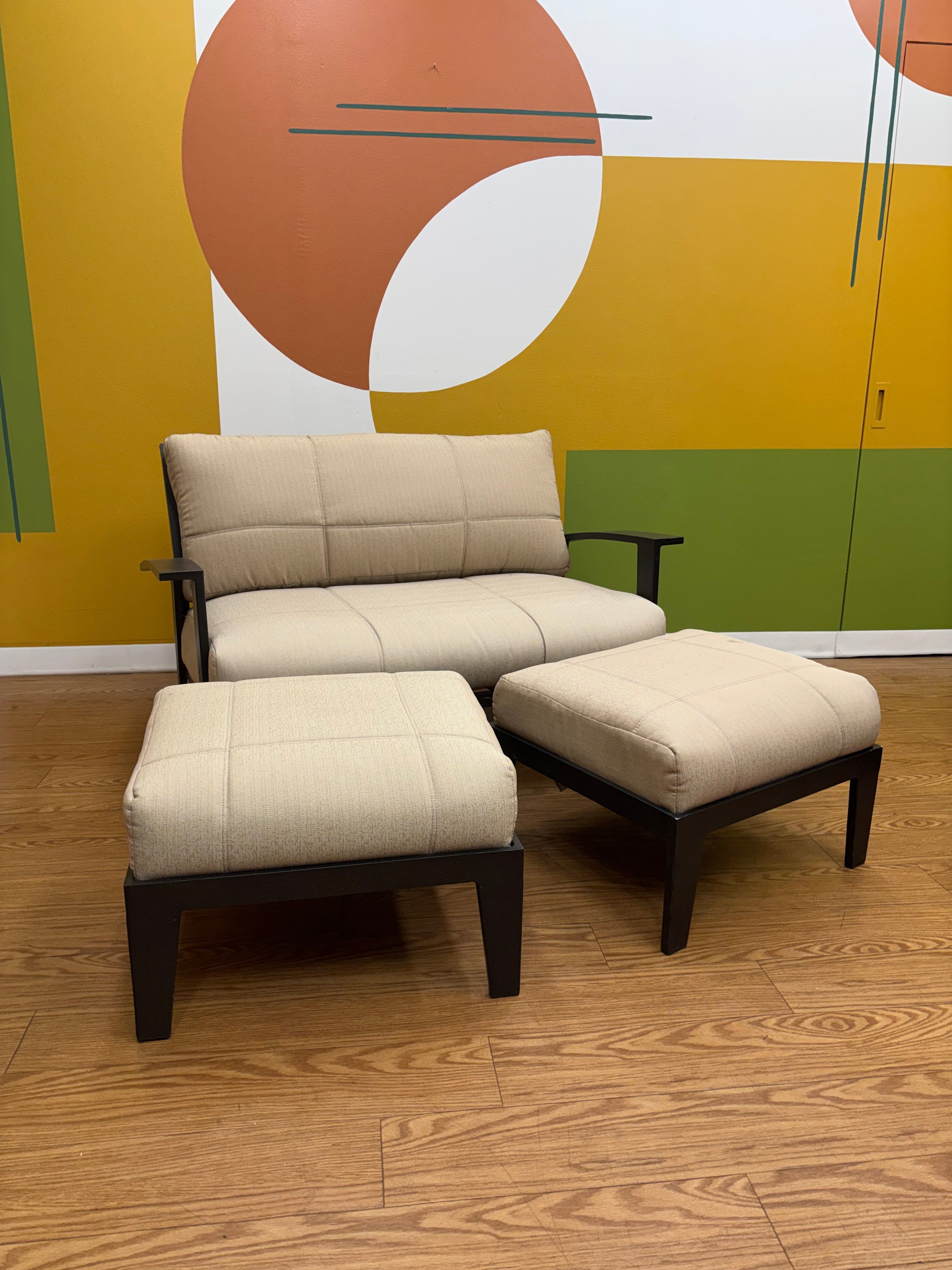 Outdoor Loveseat with Footstools