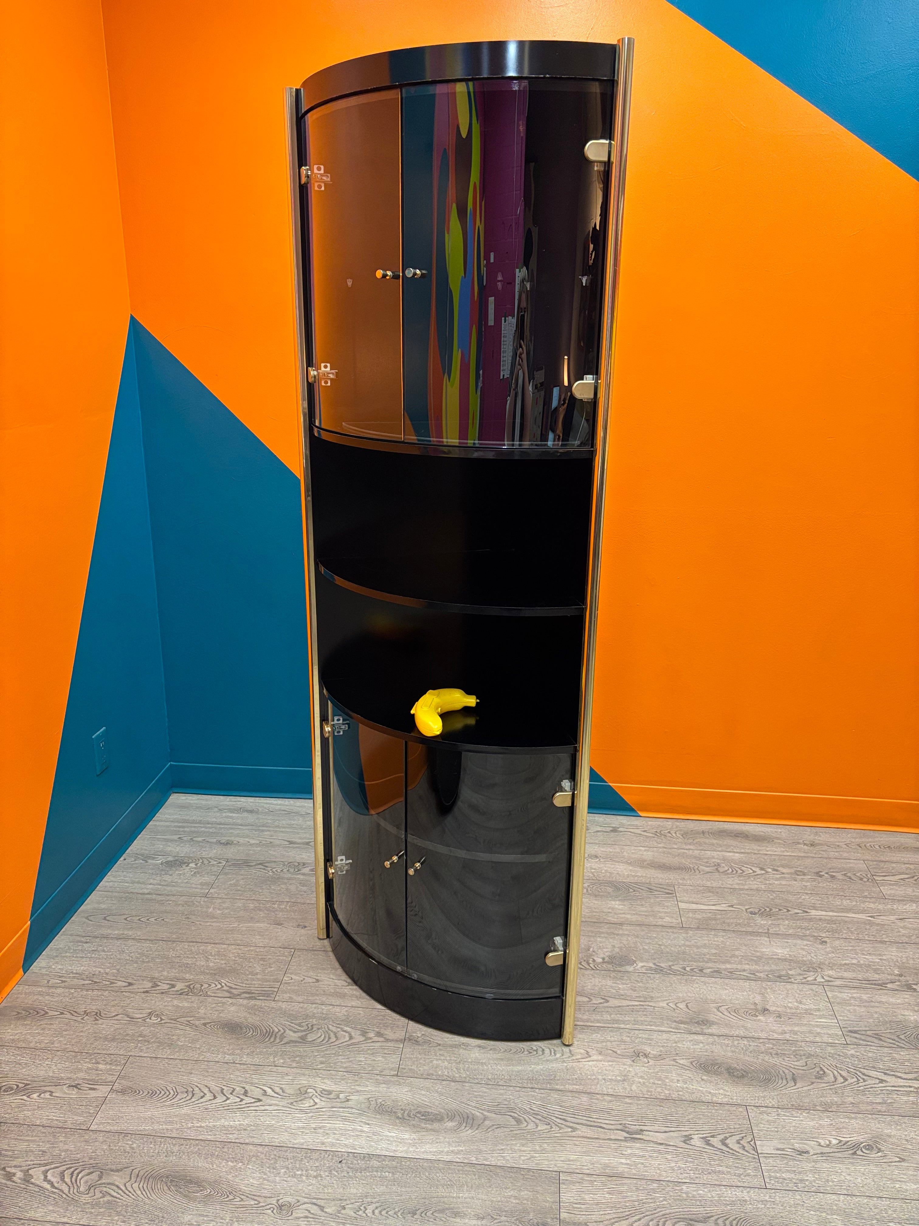 Black Glass Corner Display Cabinet