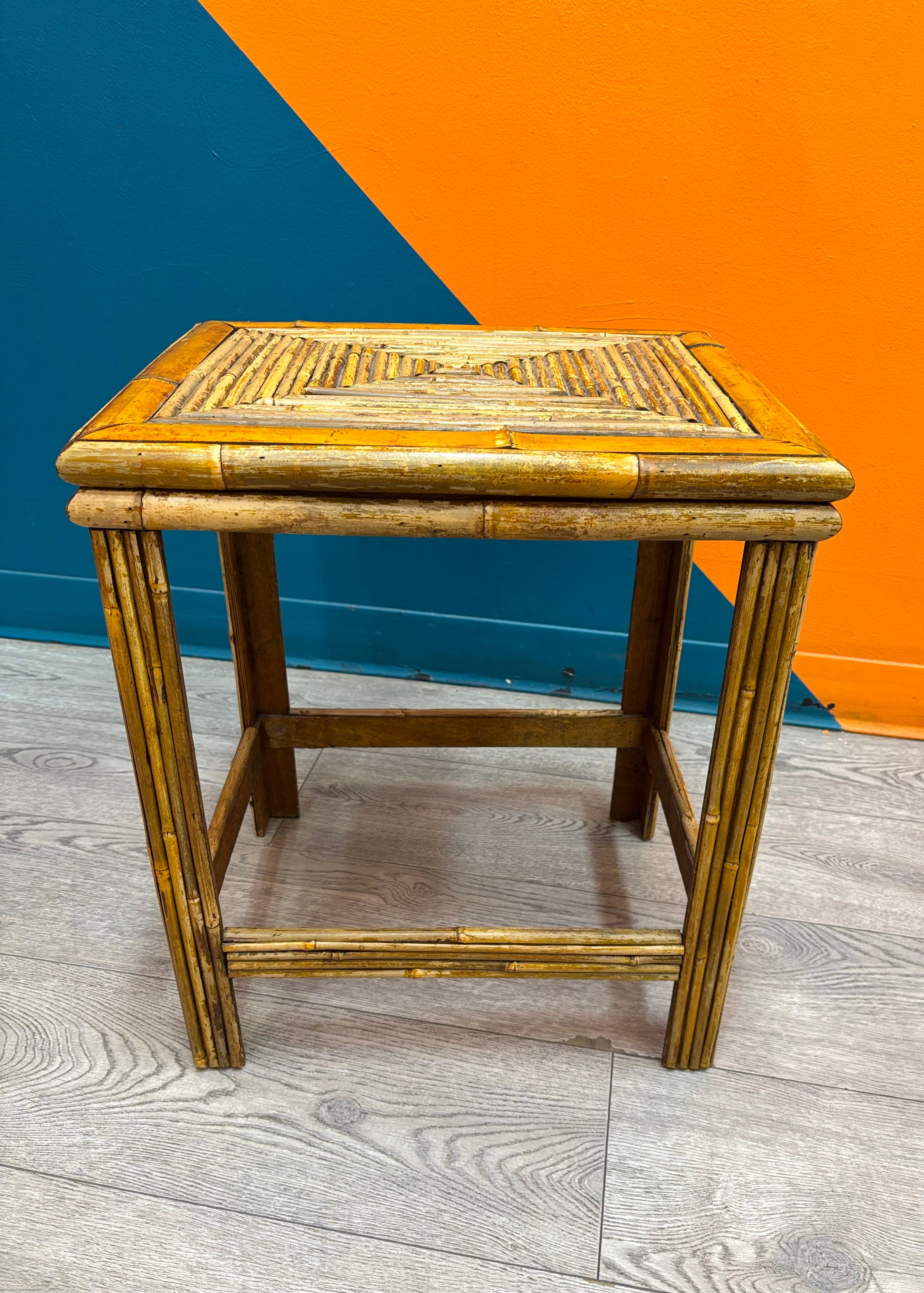 Bamboo & Rattan Side Table