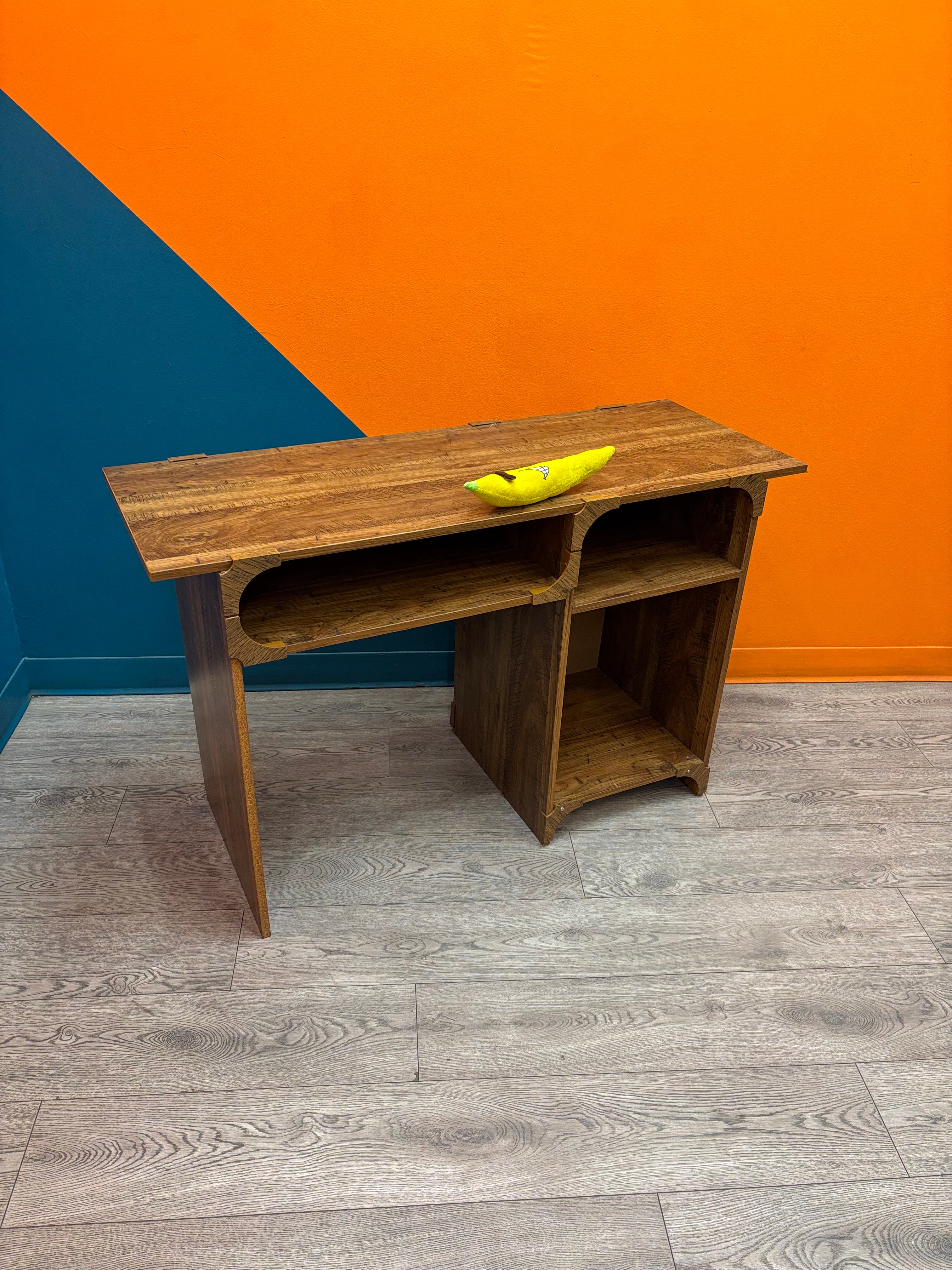Wood Desk with Storage Cubbies