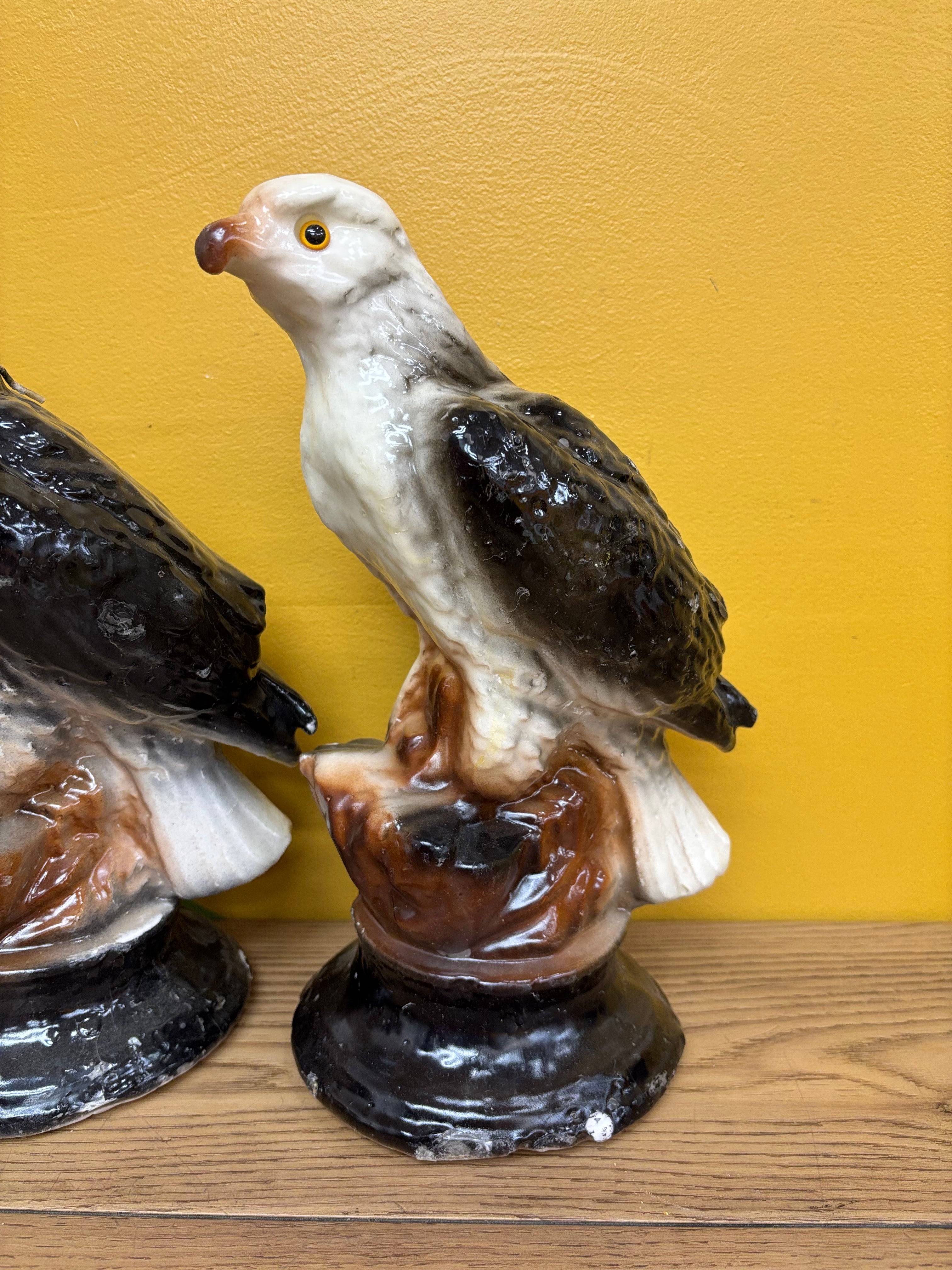 (2) Eagle Candle Sculptures