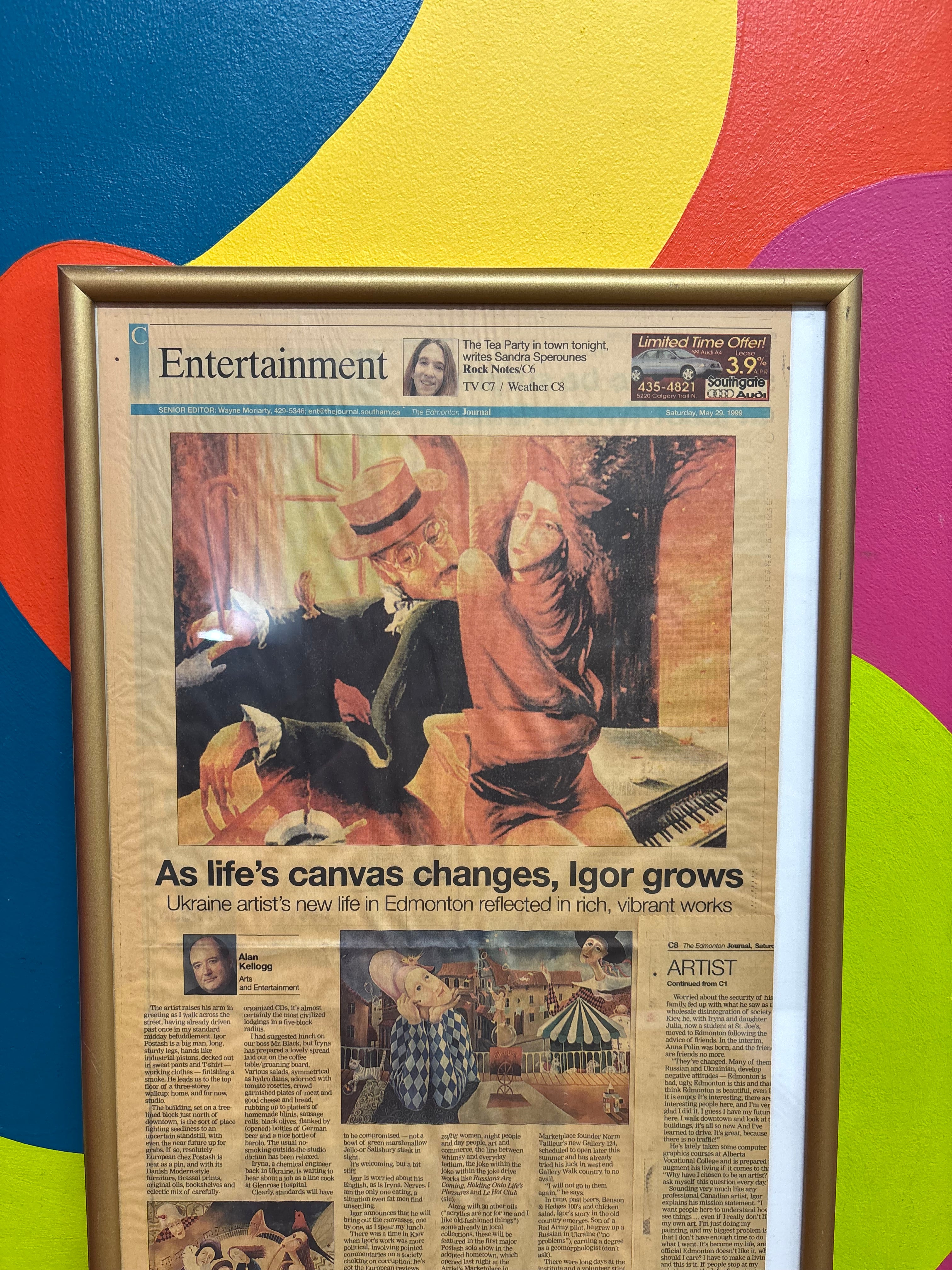 Framed Newspaper Clipping "As Life's Canvas Changes, Igor Grows"