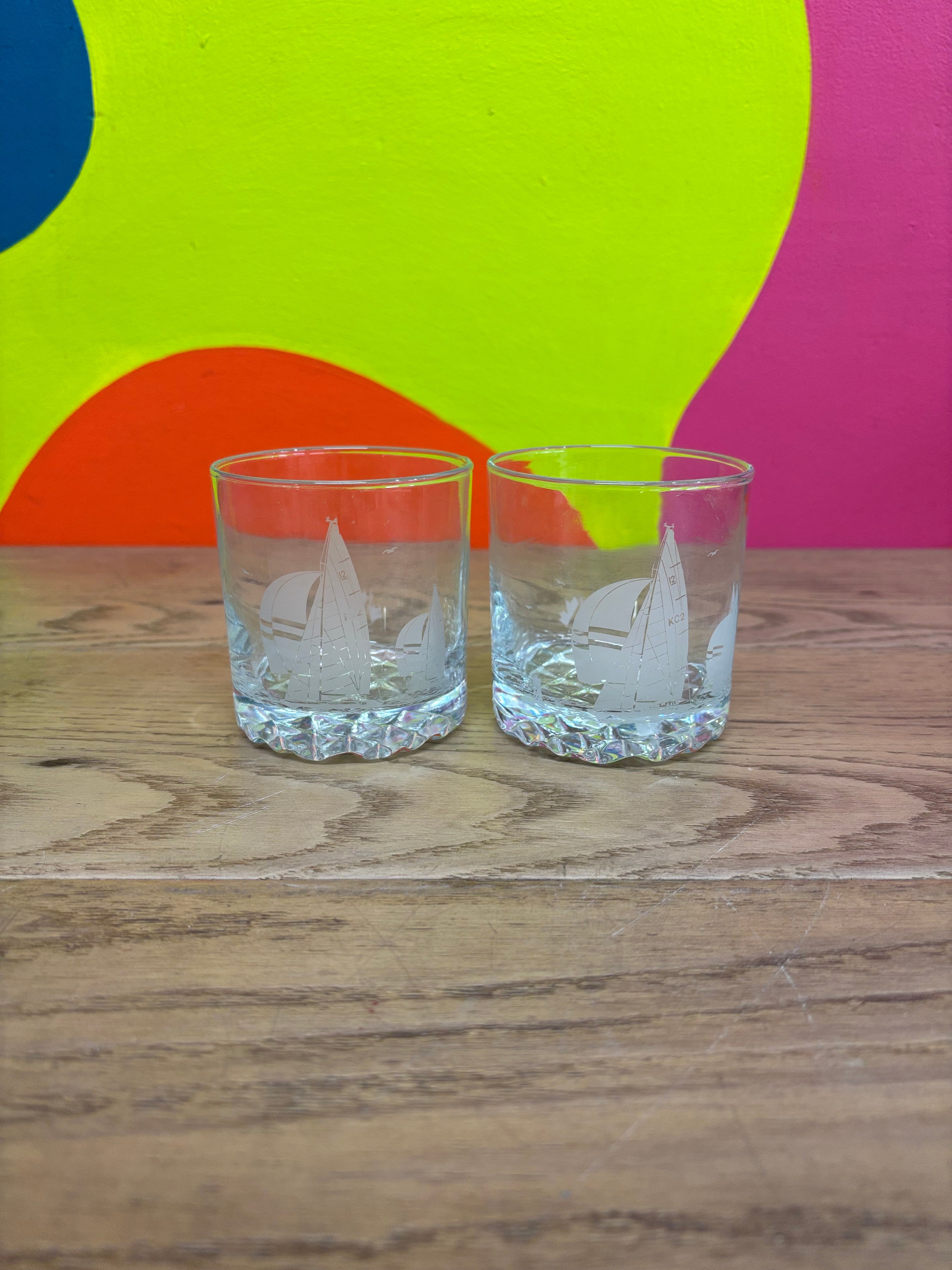 (2) Nautical Themed Glasses