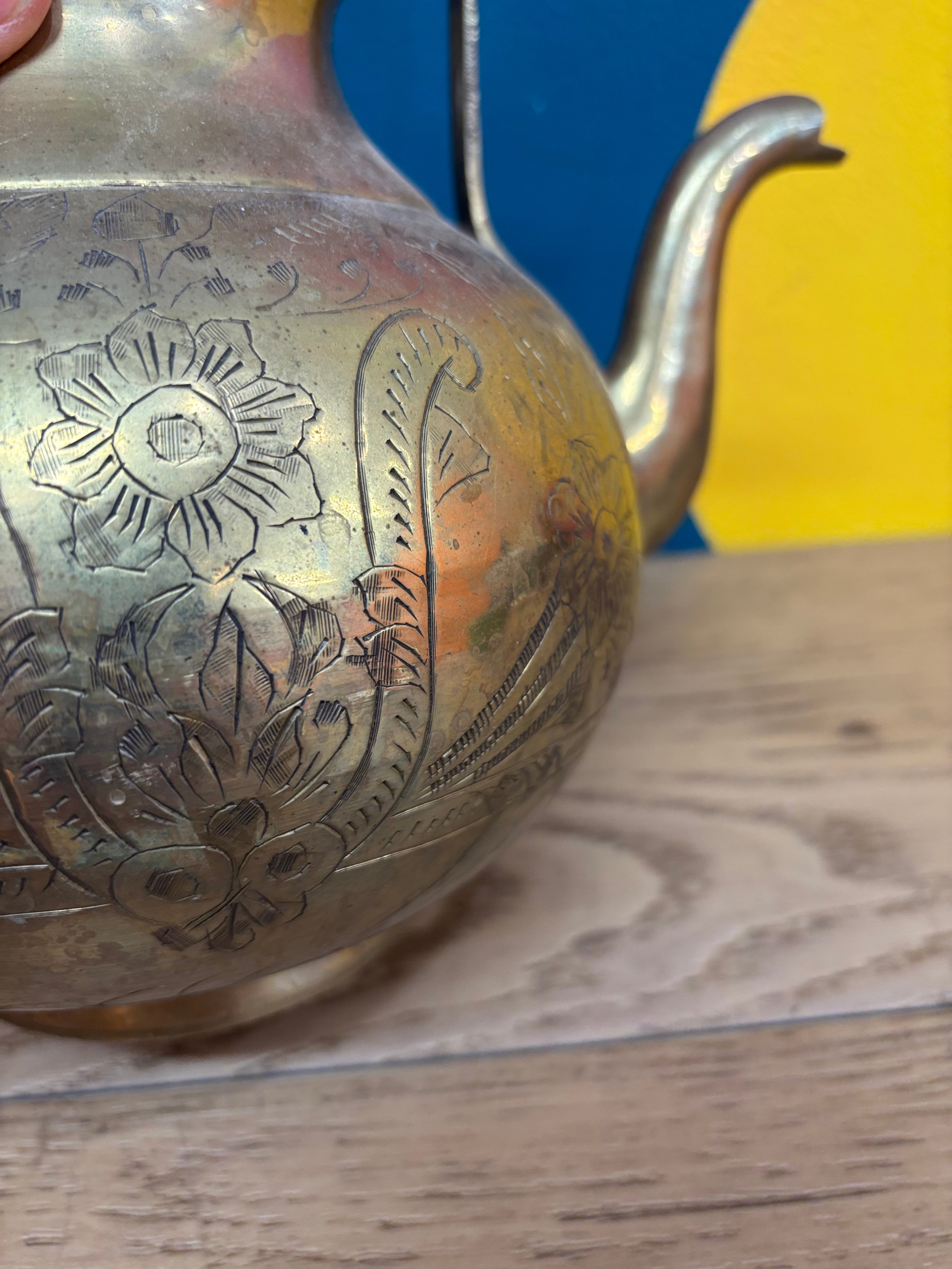 Etched Brass Teapot