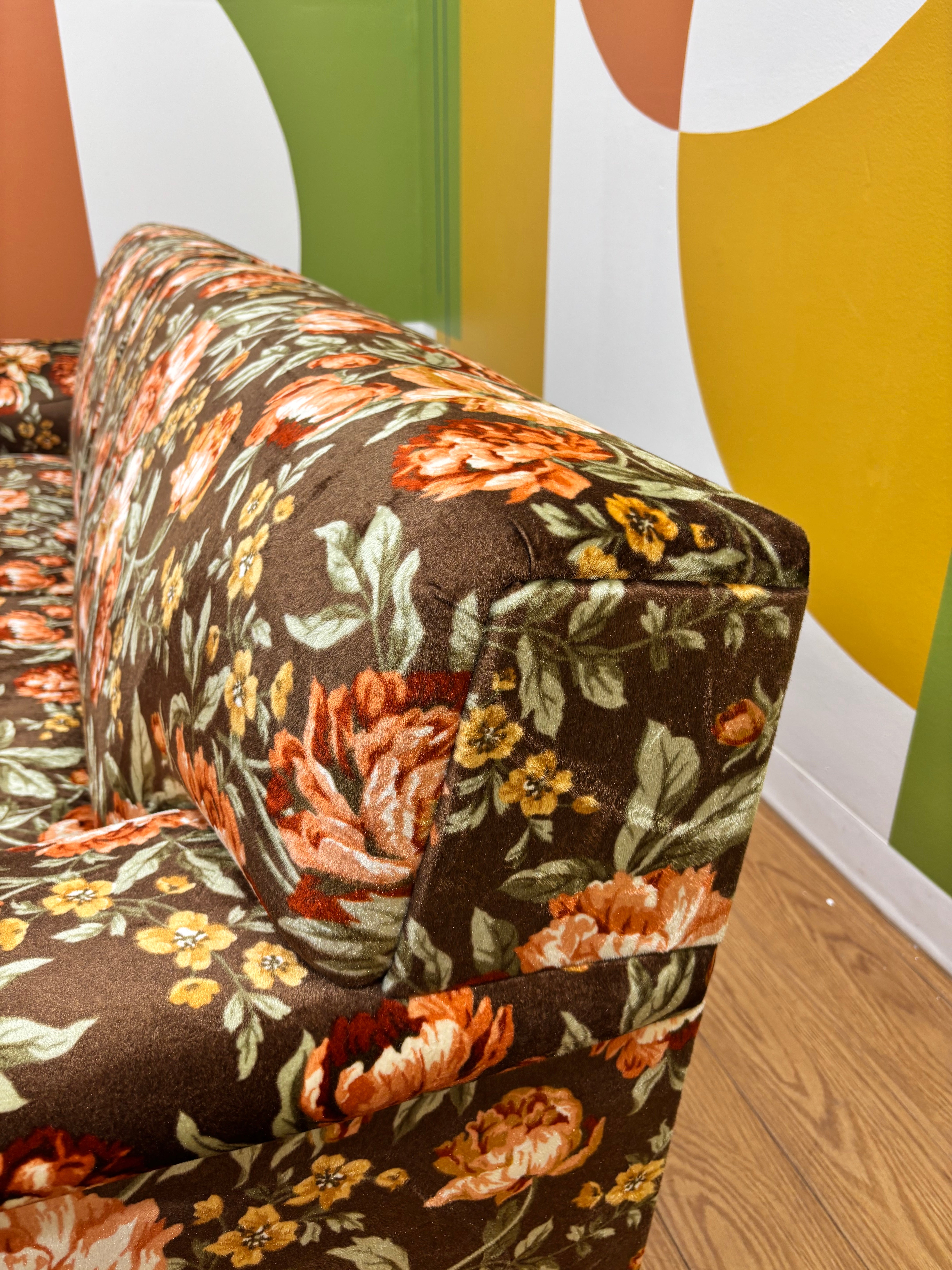 Brown Floral Sofa