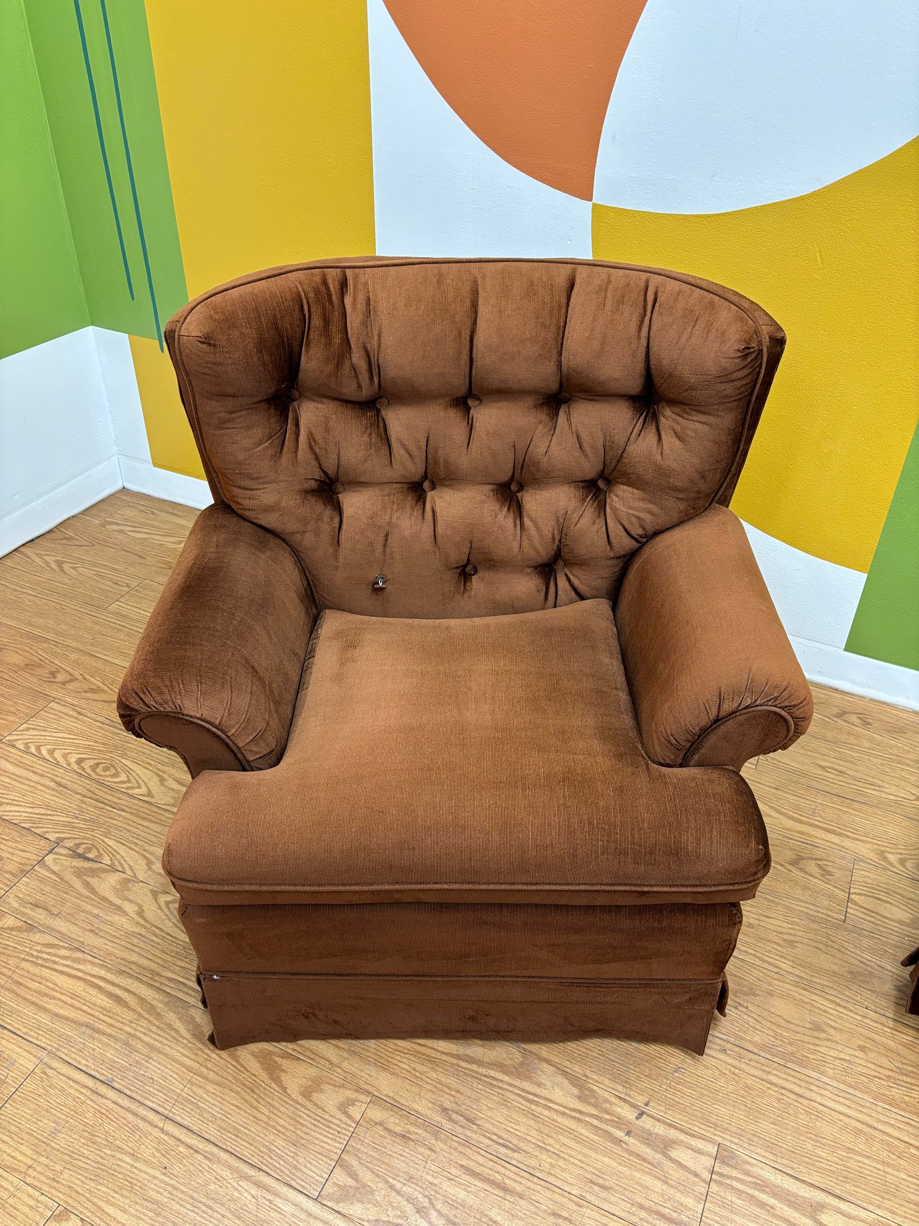 Brown Armchair & Ottoman