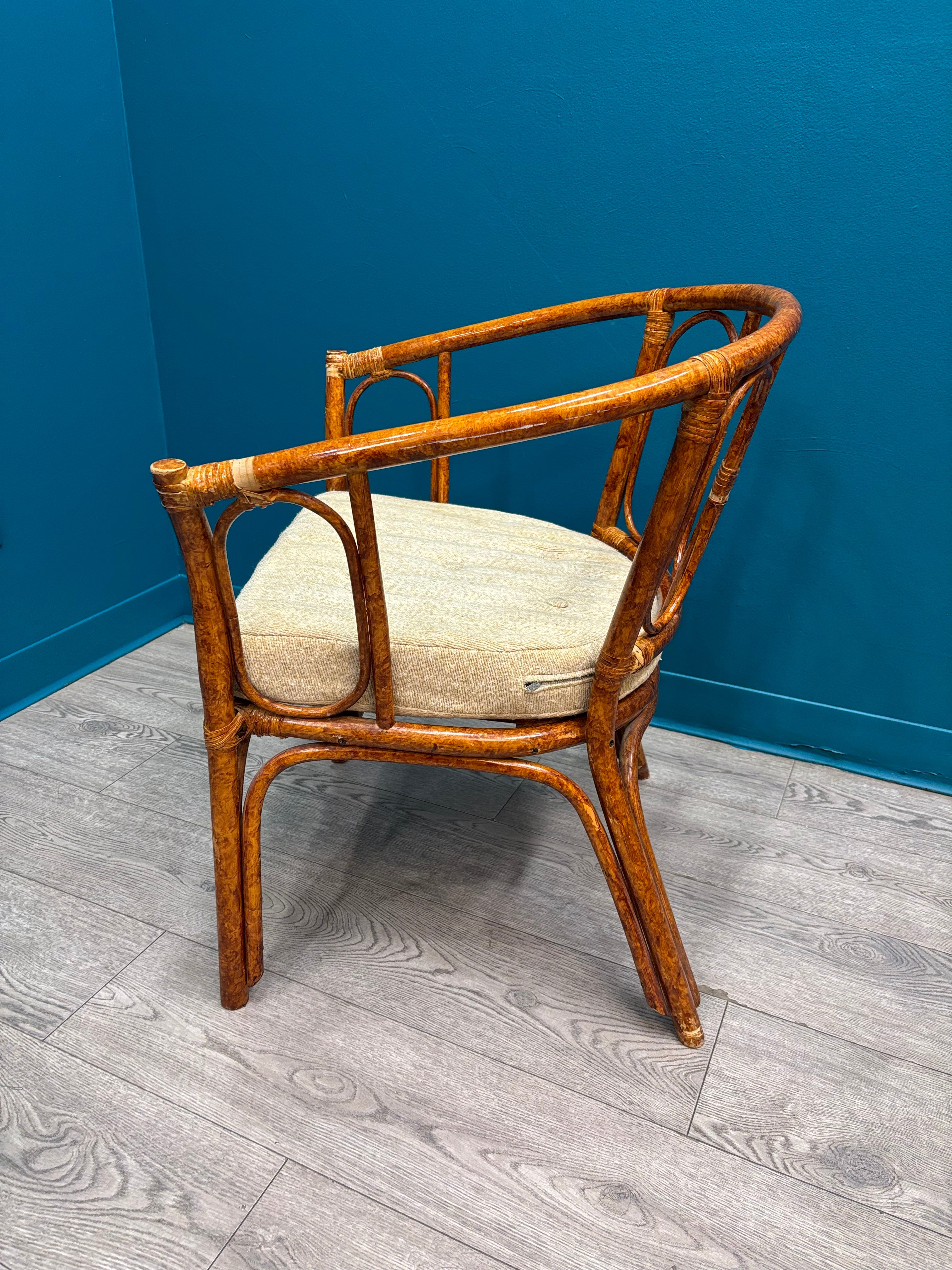 Barrel Shaped Rattan Chair