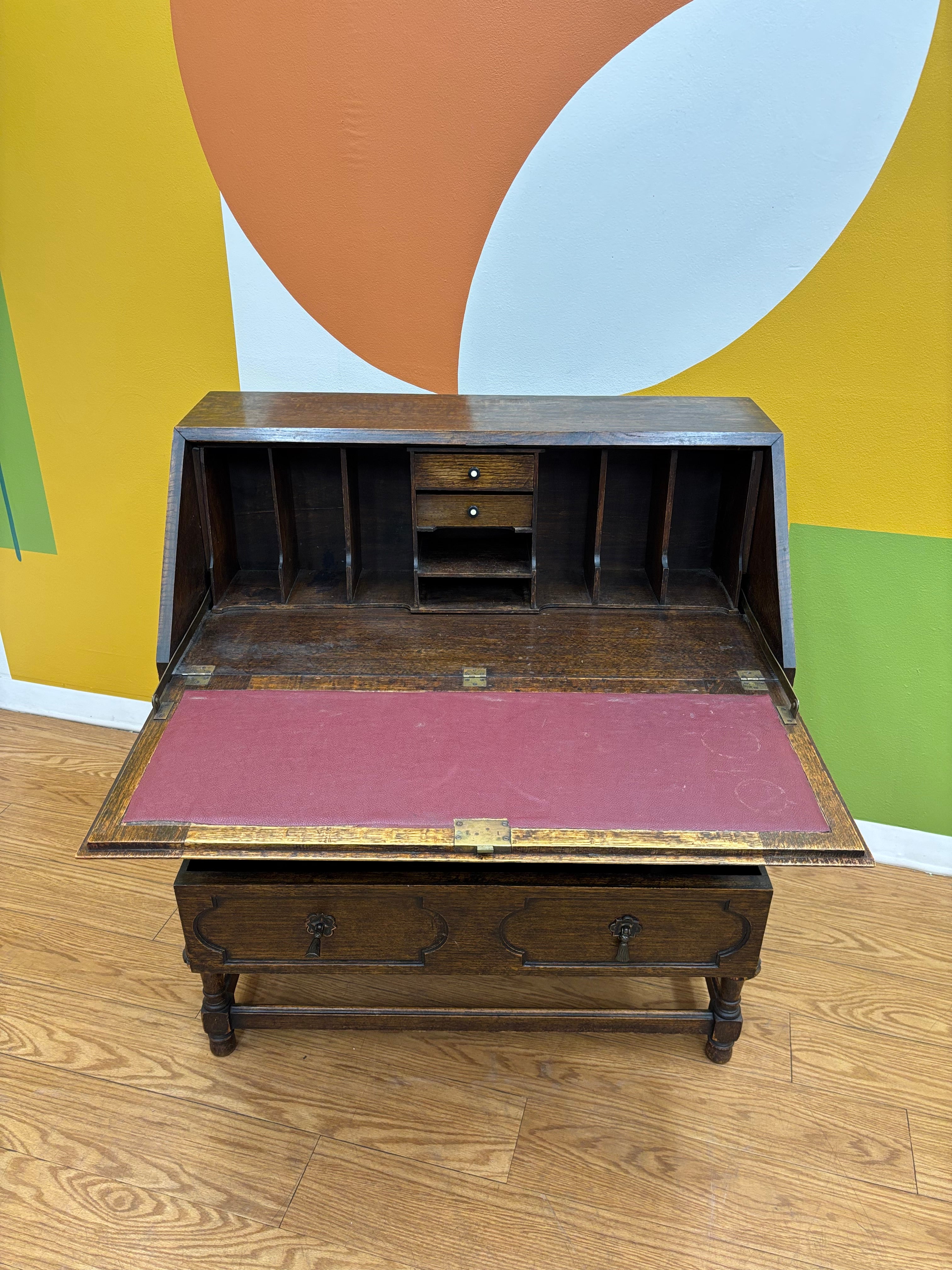 Wood Secretary Desk with Drawers