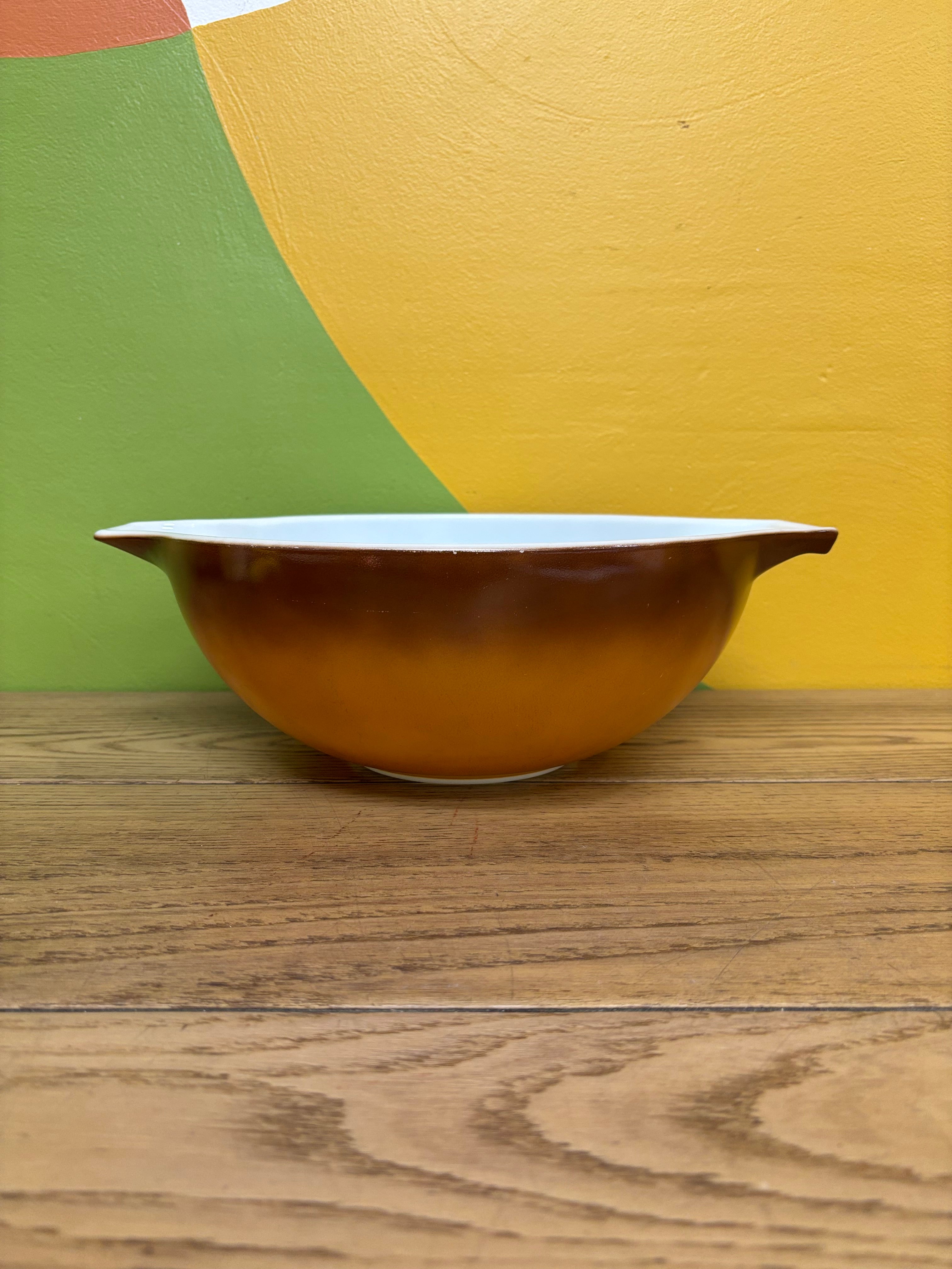 (2) Pyrex Old Orchard Brown Mixing Bowls