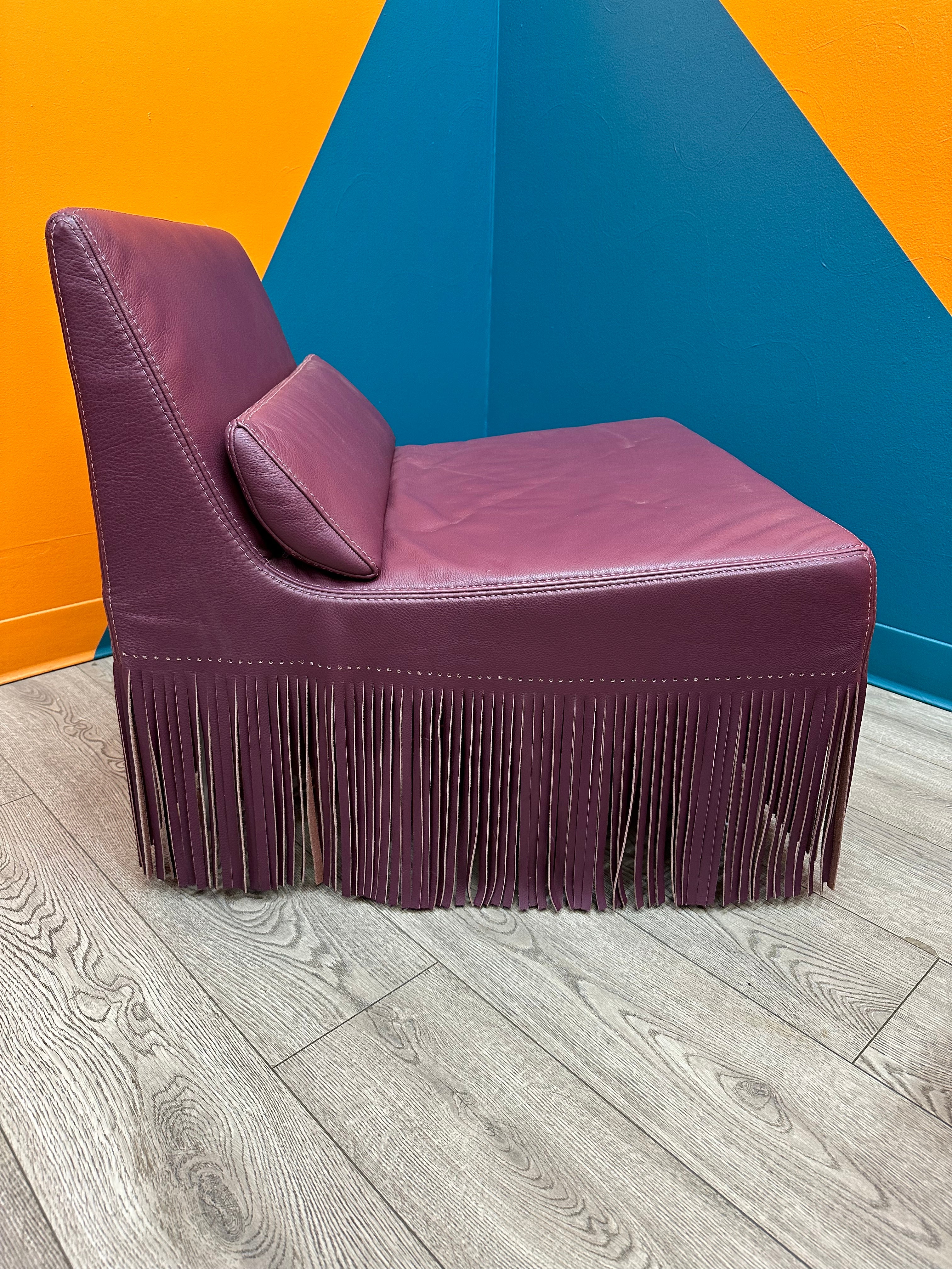 Dandy Home Collection by Gamma Arredamenti Purple Fringe PNA Chair & Ottoman