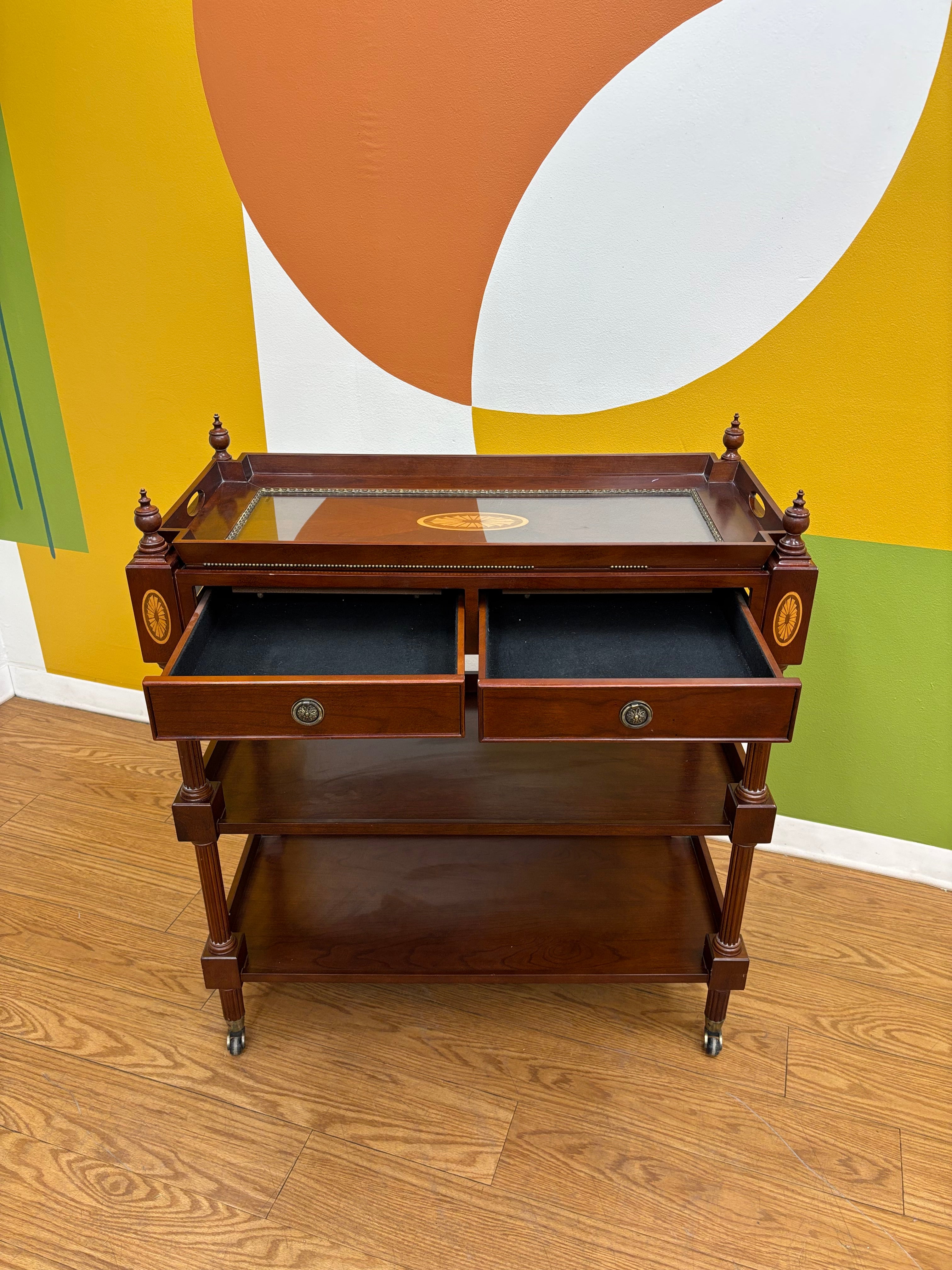 Mahogany Post Rolling Serving Cart