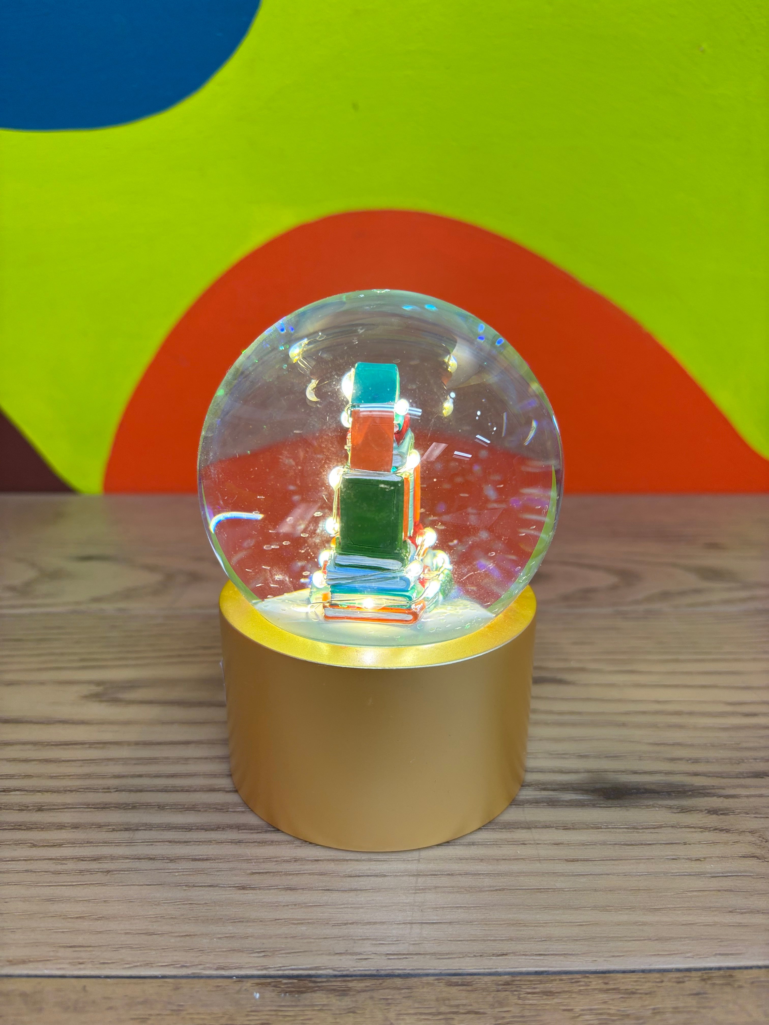 Light Up Stack of Books Snow Globe