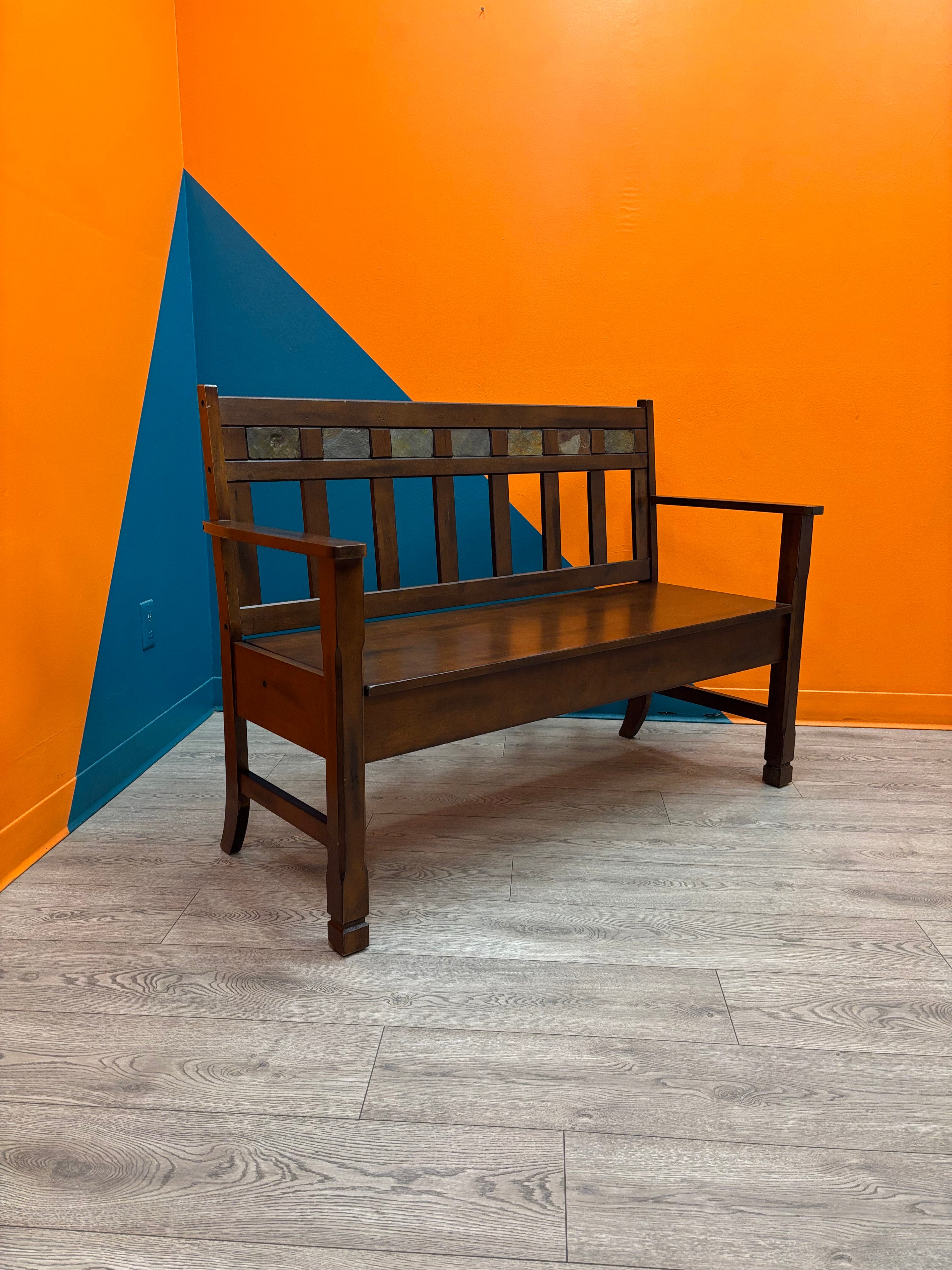 Wood Bench with Storage