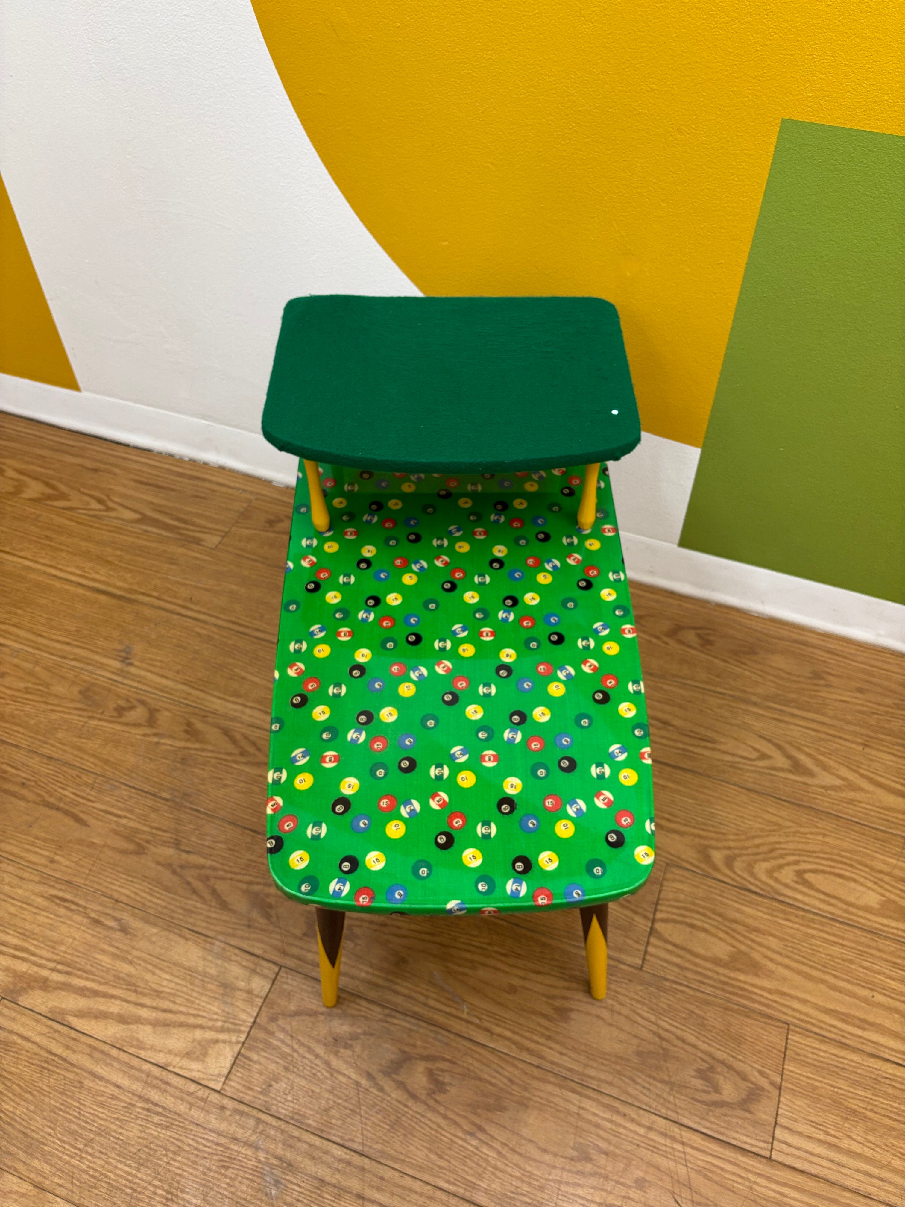 Green Billiard Ball Pattern Side Table
