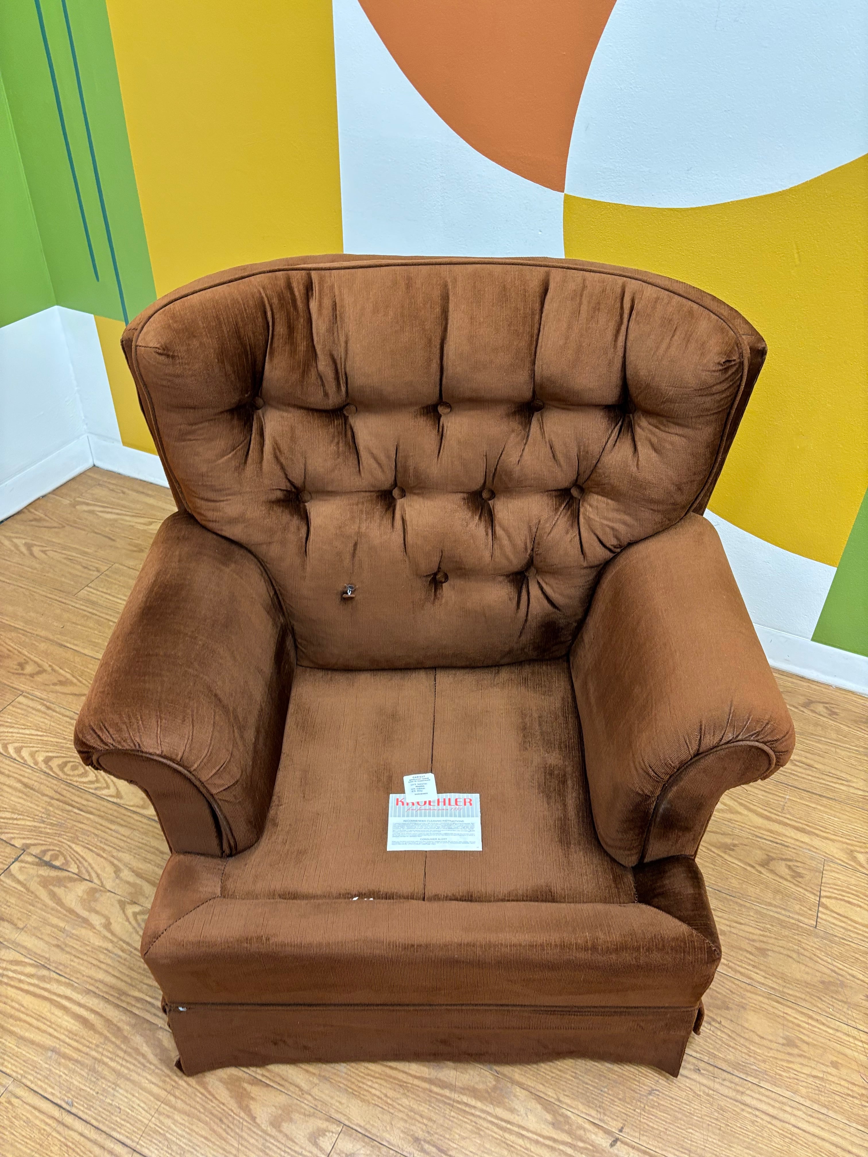 Brown Armchair & Ottoman