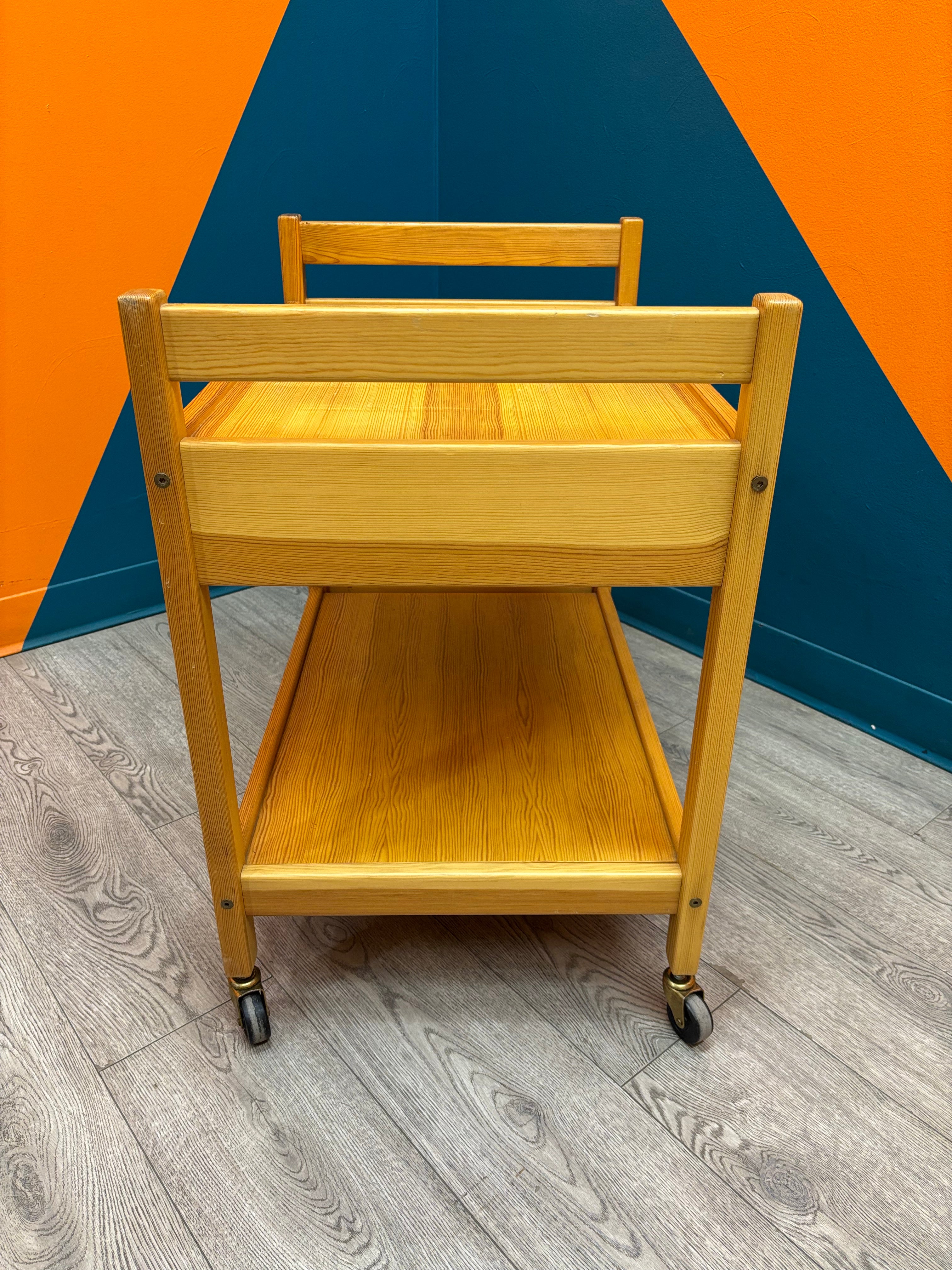 Wood Rolling Cart with Drawers