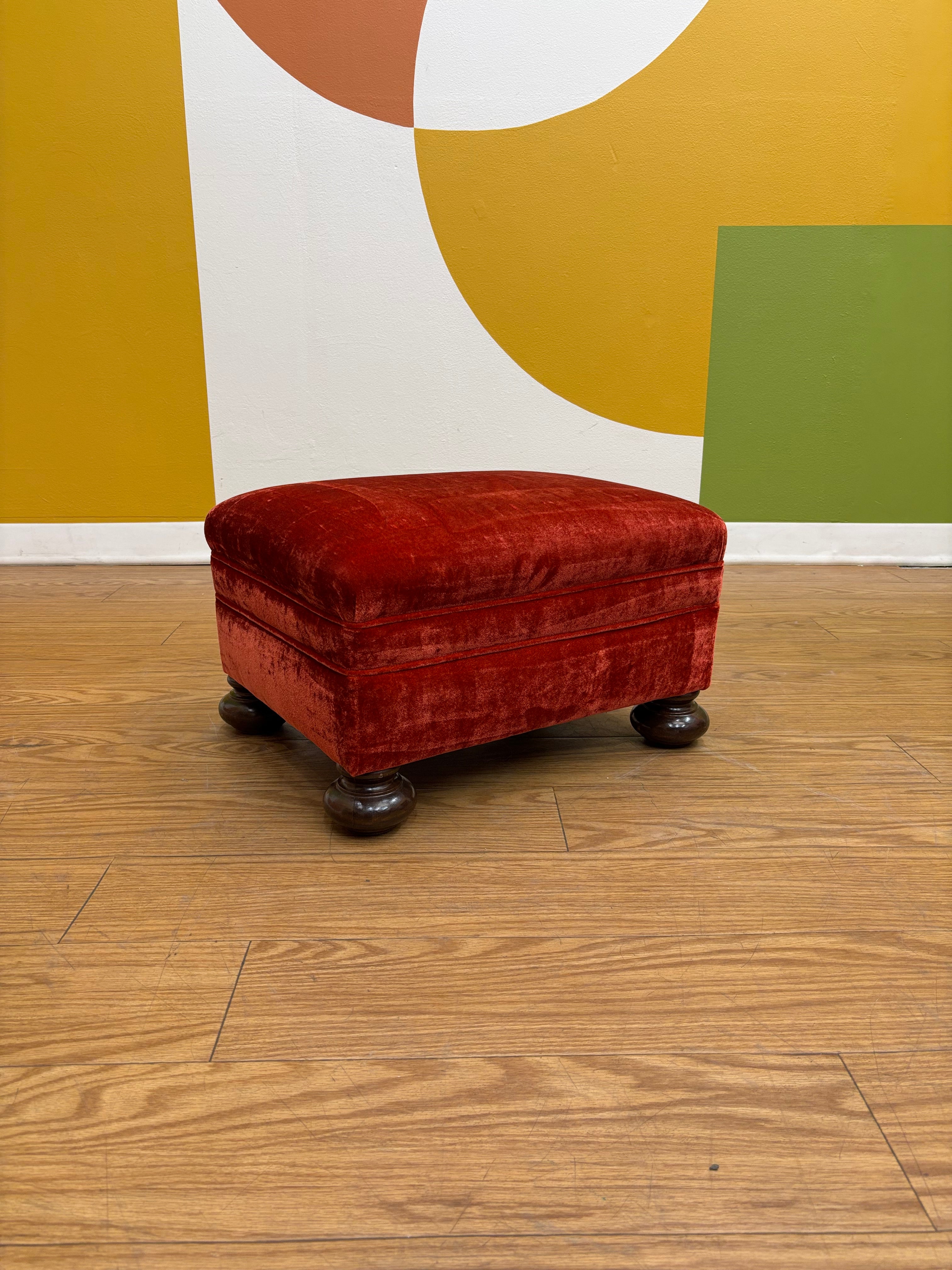 Red Velvet Ottoman