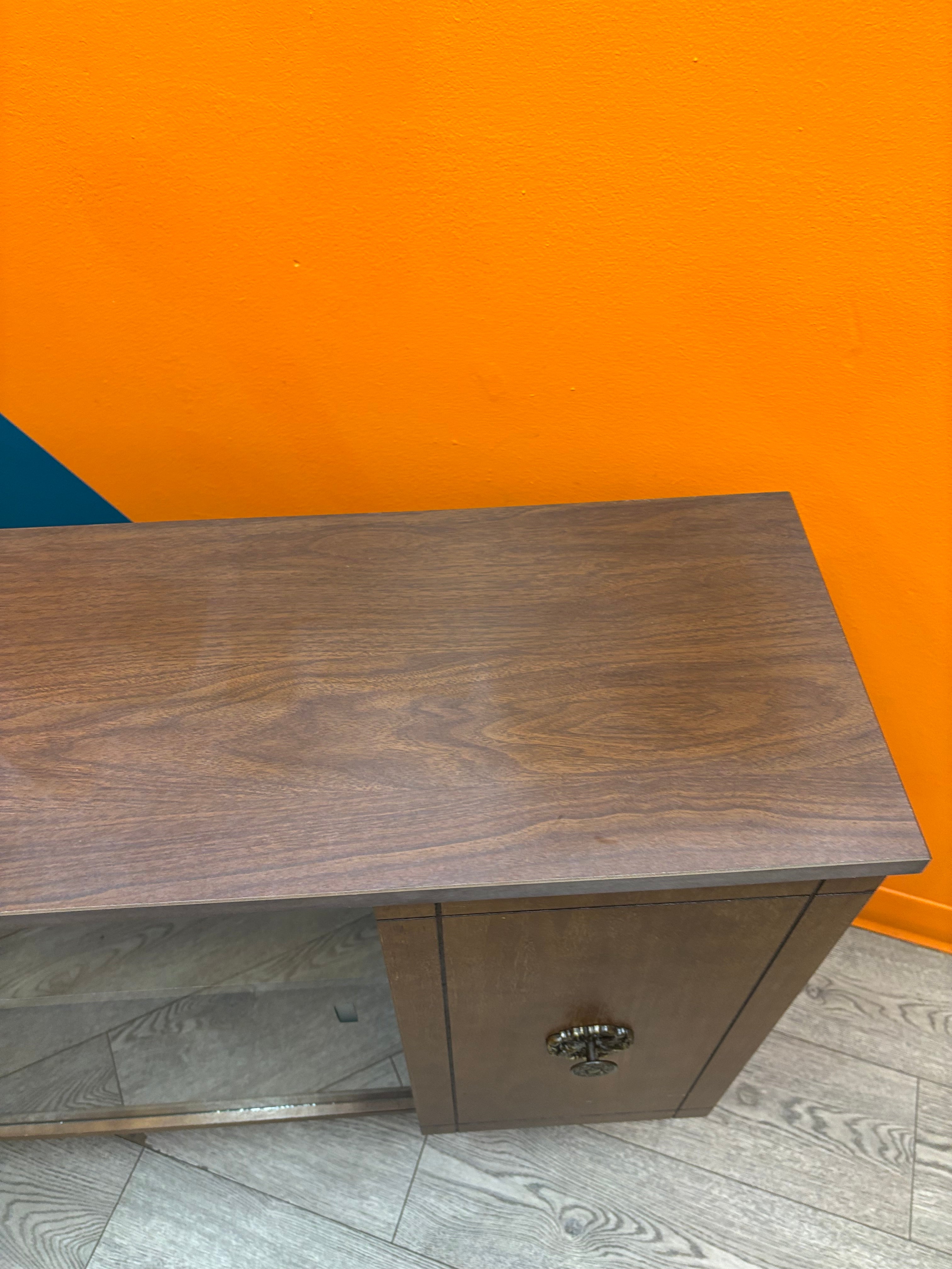 Wood Cabinet with Glass Doors